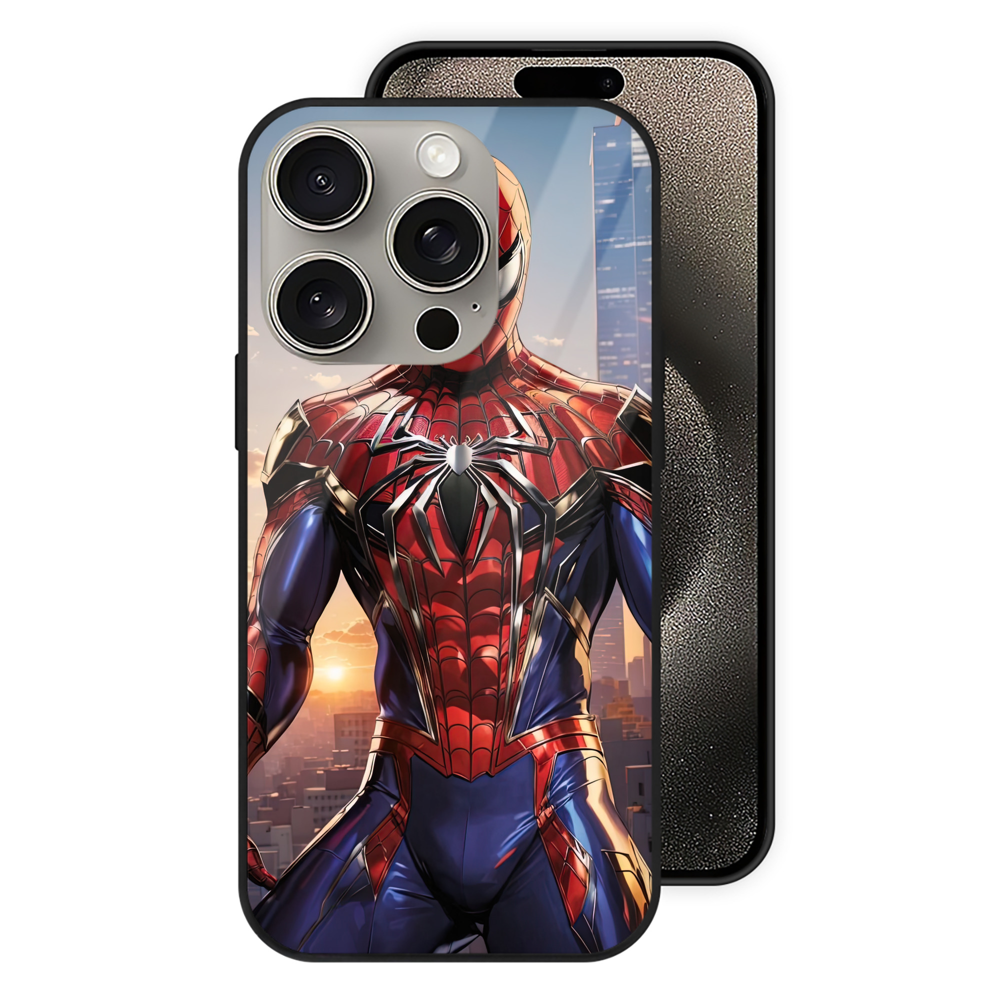 Spider Man スパイダーマン 【iPhone15Pro対応】スマホケース 耐衝撃＆黄変防止 背面ガラス