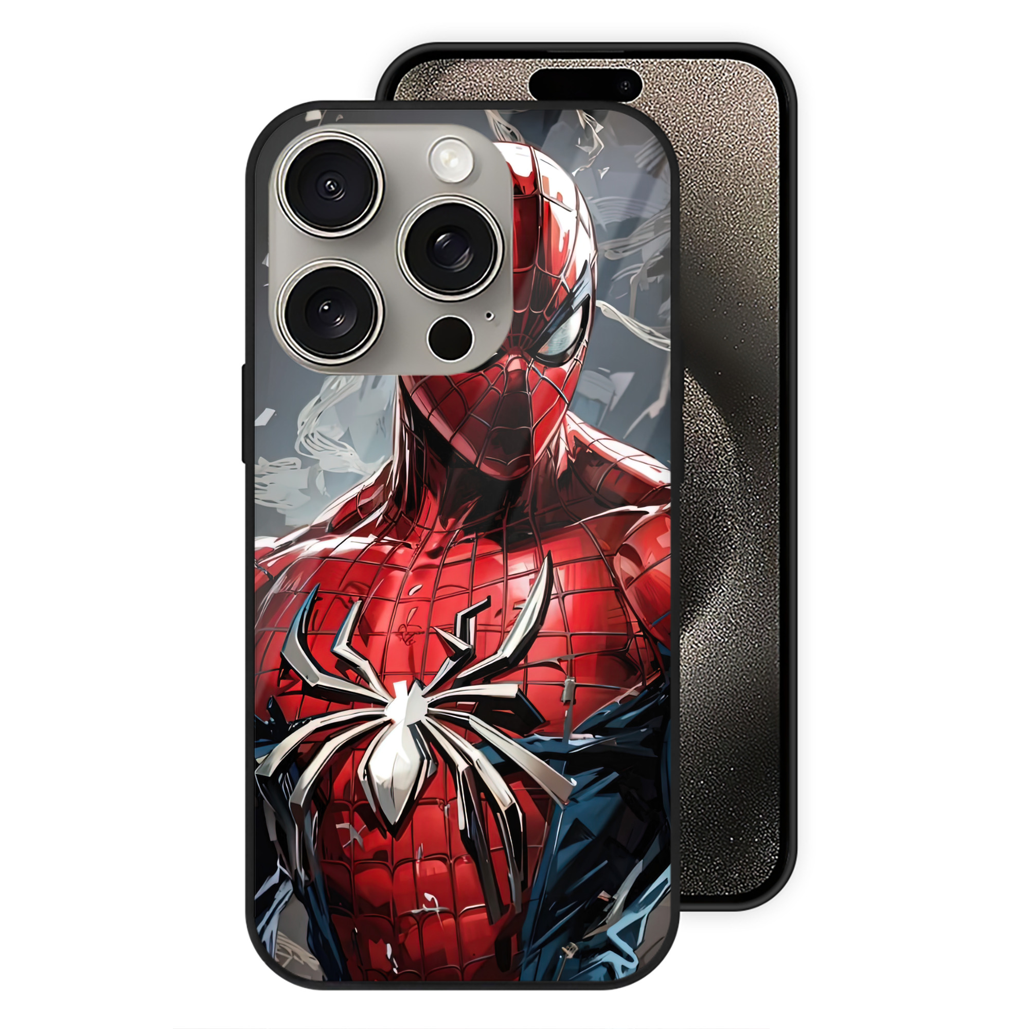 Spider Man スパイダーマン 【iPhone15Pro対応】スマホケース 耐衝撃＆黄変防止 背面ガラス
