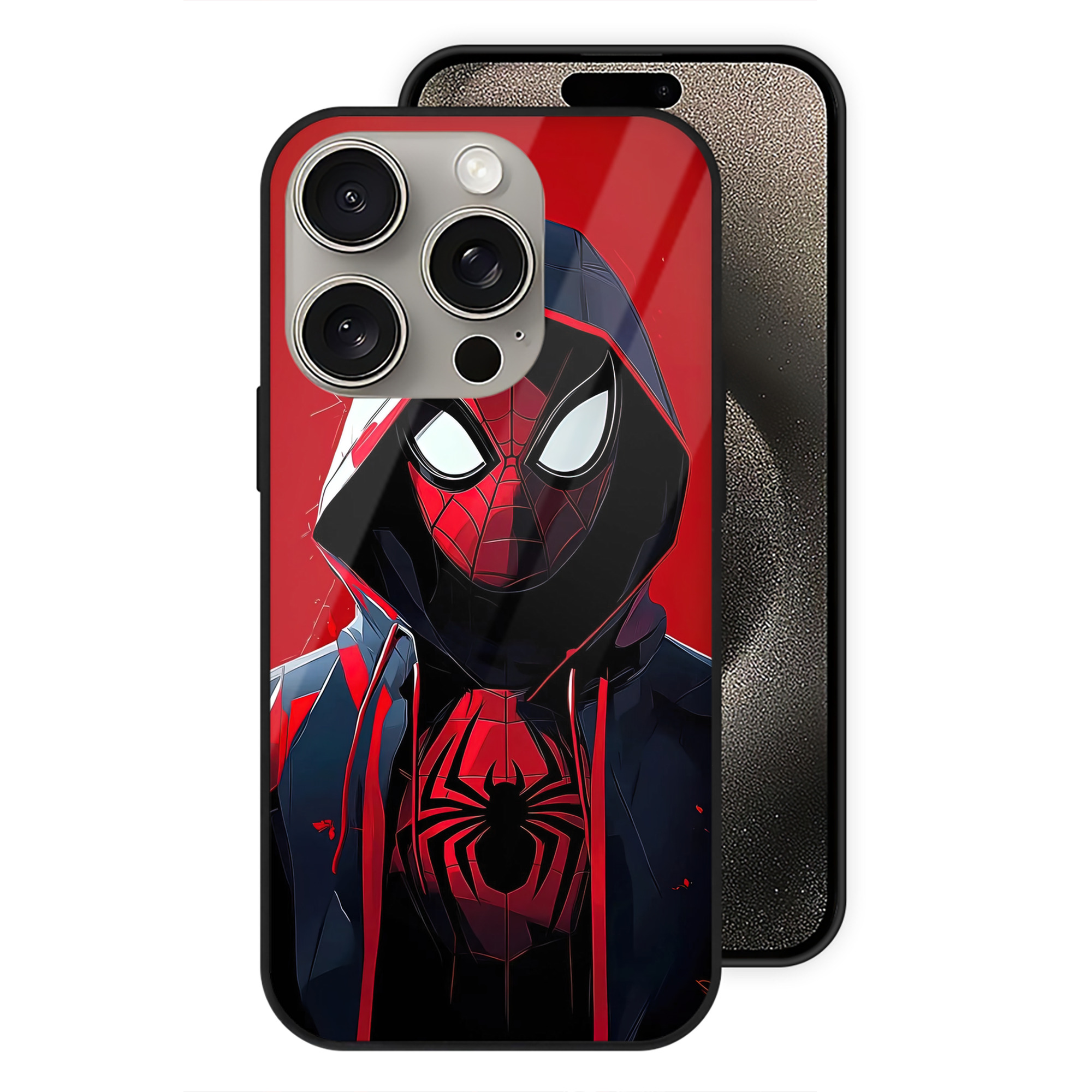 （画像用） Spider Man スパイダーマン 【iPhone15Pro対応】スマホケース 耐衝撃＆黄変防止 背面ガラス