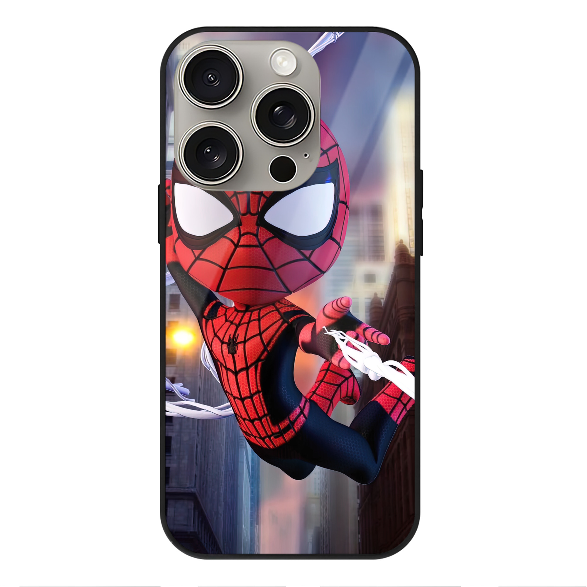 （画像用） Spider Man スパイダーマン 【iPhone15Pro対応】スマホケース 耐衝撃＆黄変防止 背面ガラス
