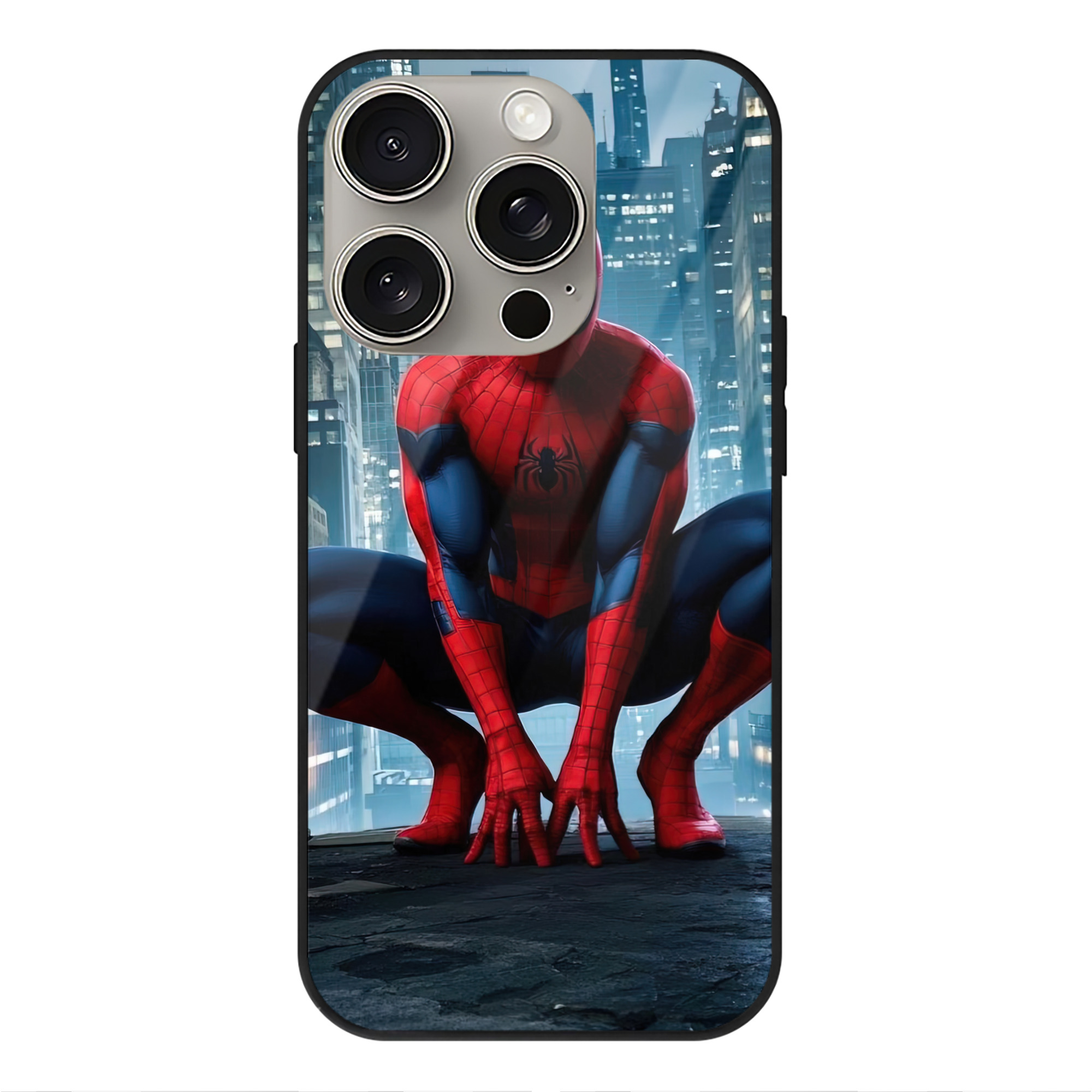 （画像用） Spider Man スパイダーマン 【iPhone15Pro対応】スマホケース 耐衝撃＆黄変防止 背面ガラス