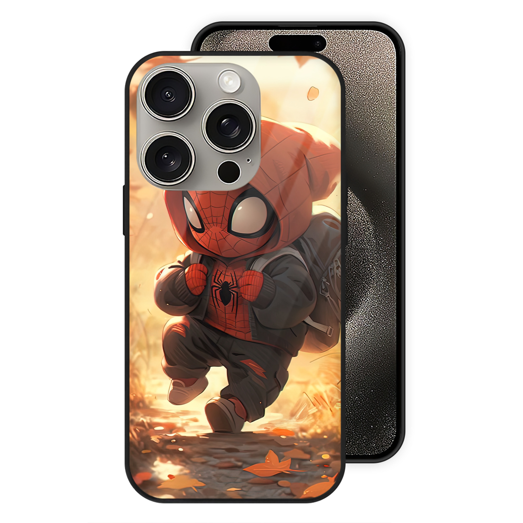 （画像用） Spider Man スパイダーマン 【iPhone15Pro対応】スマホケース 耐衝撃＆黄変防止 背面ガラス