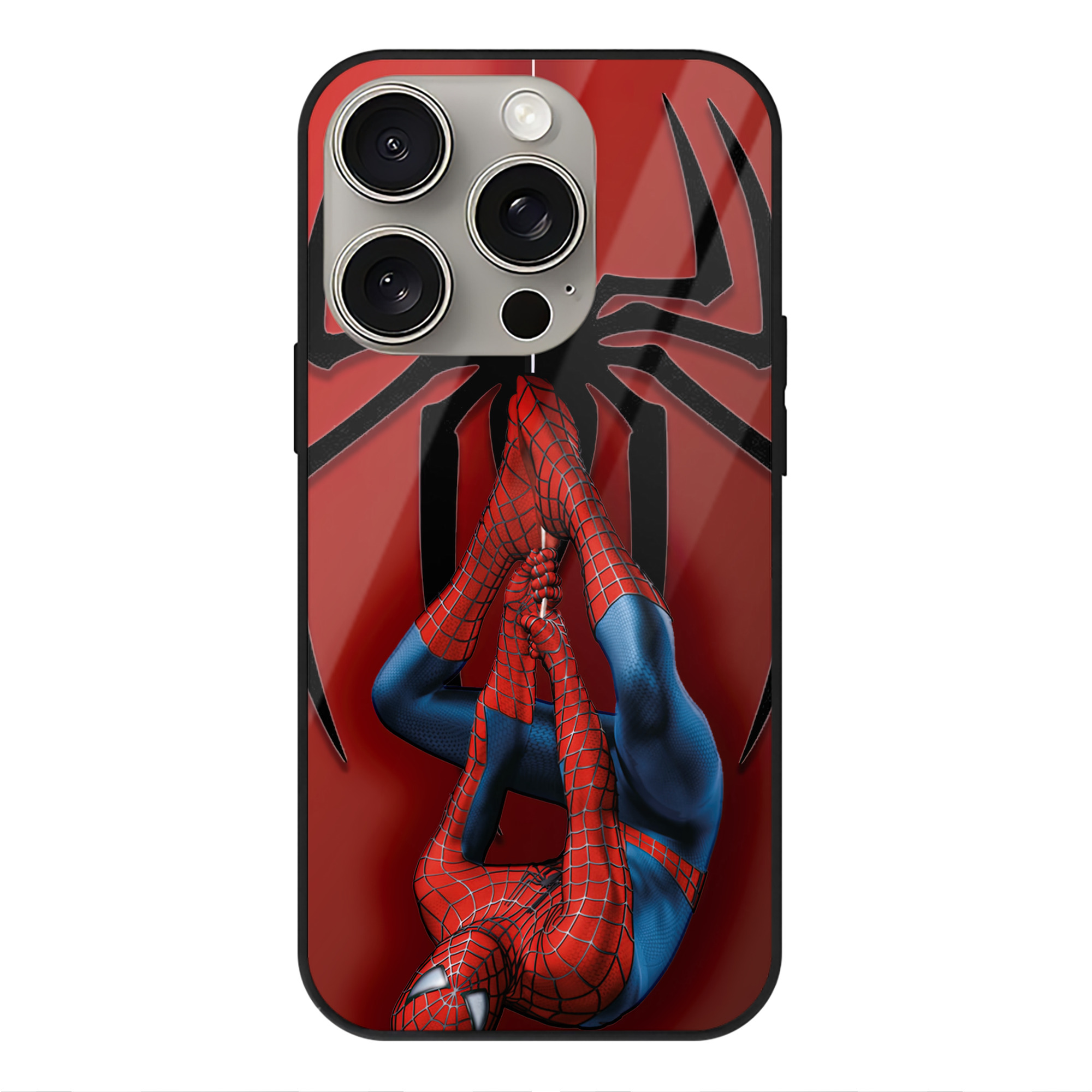 Spider Man スパイダーマン 【iPhone15Pro対応】スマホケース 耐衝撃＆黄変防止 背面ガラス
