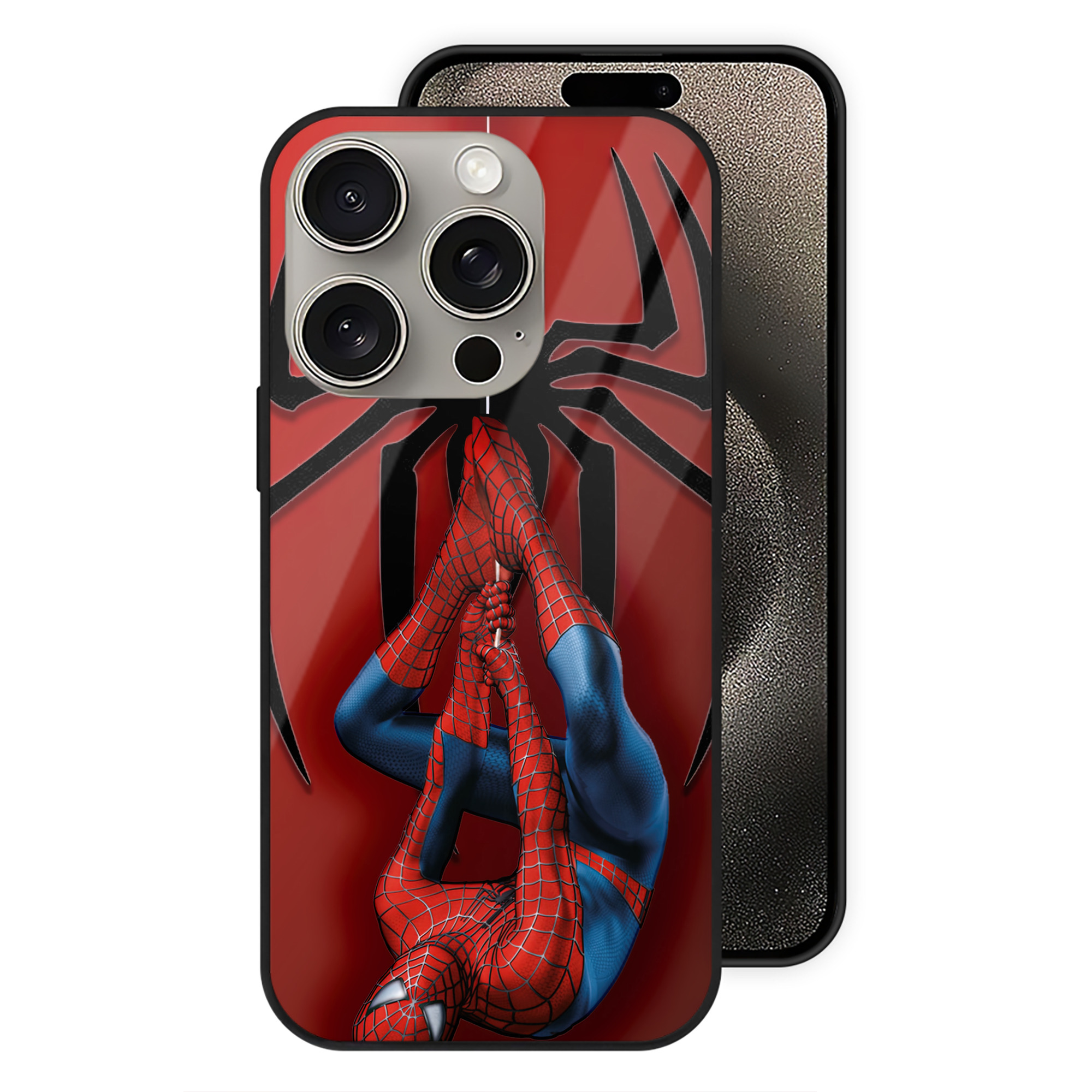 Spider Man スパイダーマン 【iPhone15Pro対応】スマホケース 耐衝撃＆黄変防止 背面ガラス
