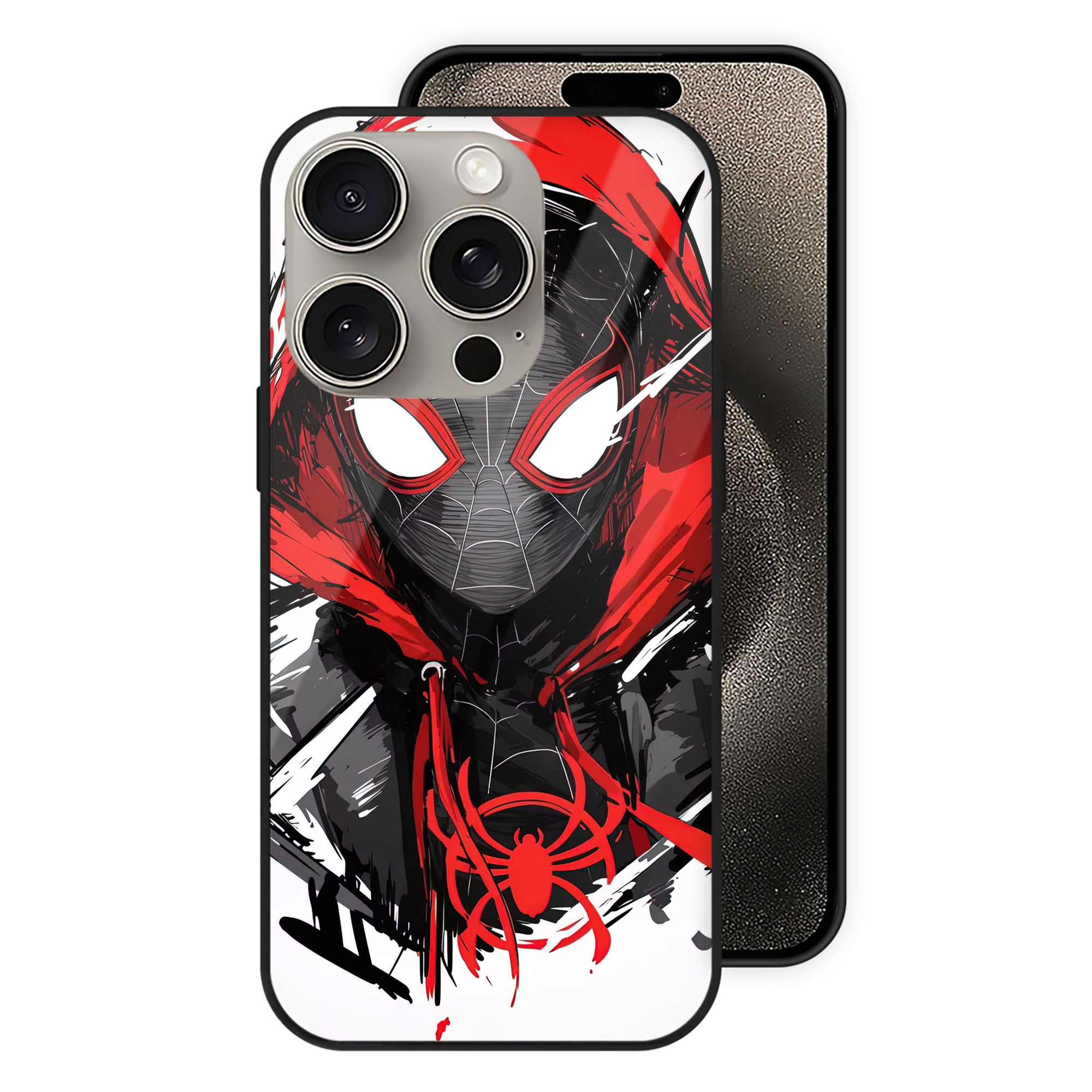 （画像用） Spider Man スパイダーマン 【iPhone15Pro対応】スマホケース 耐衝撃＆黄変防止 背面ガラス