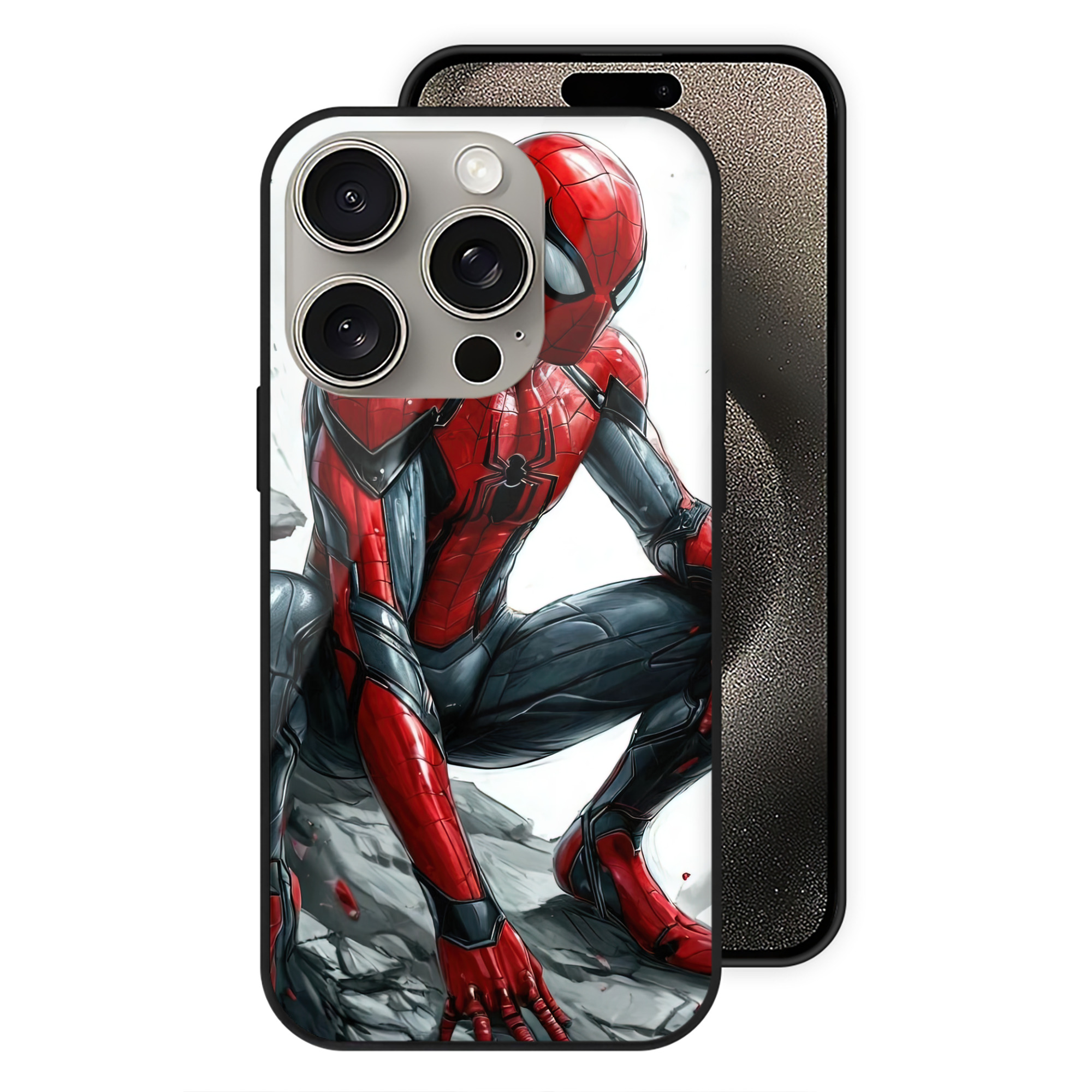 （画像用） Spider Man スパイダーマン 【iPhone15Pro対応】スマホケース 耐衝撃＆黄変防止 背面ガラス