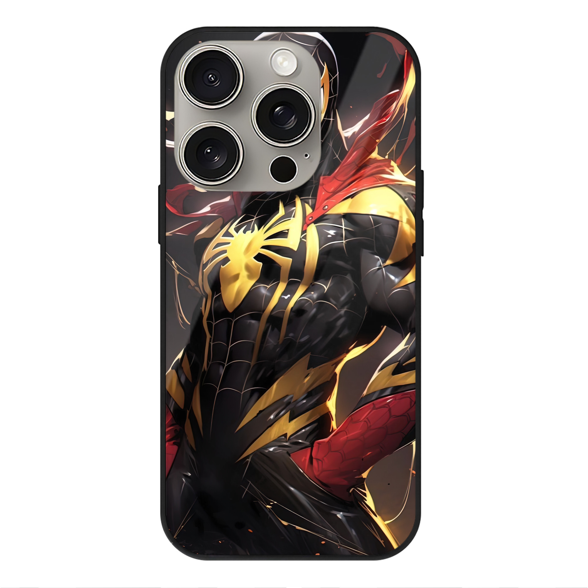 Spider Man スパイダーマン 【iPhone15Pro対応】スマホケース 耐衝撃＆黄変防止 背面ガラス