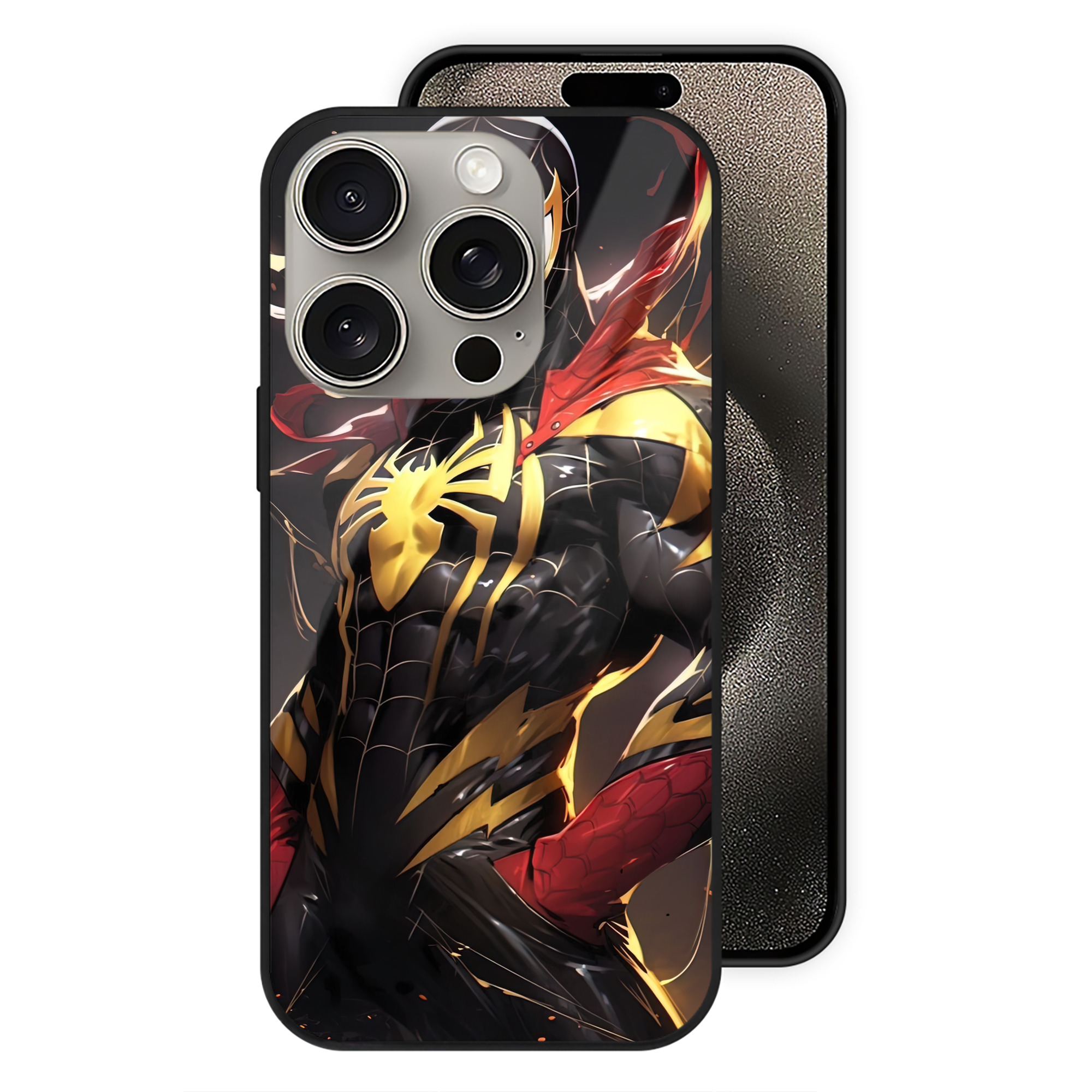 Spider Man スパイダーマン 【iPhone15Pro対応】スマホケース 耐衝撃＆黄変防止 背面ガラス