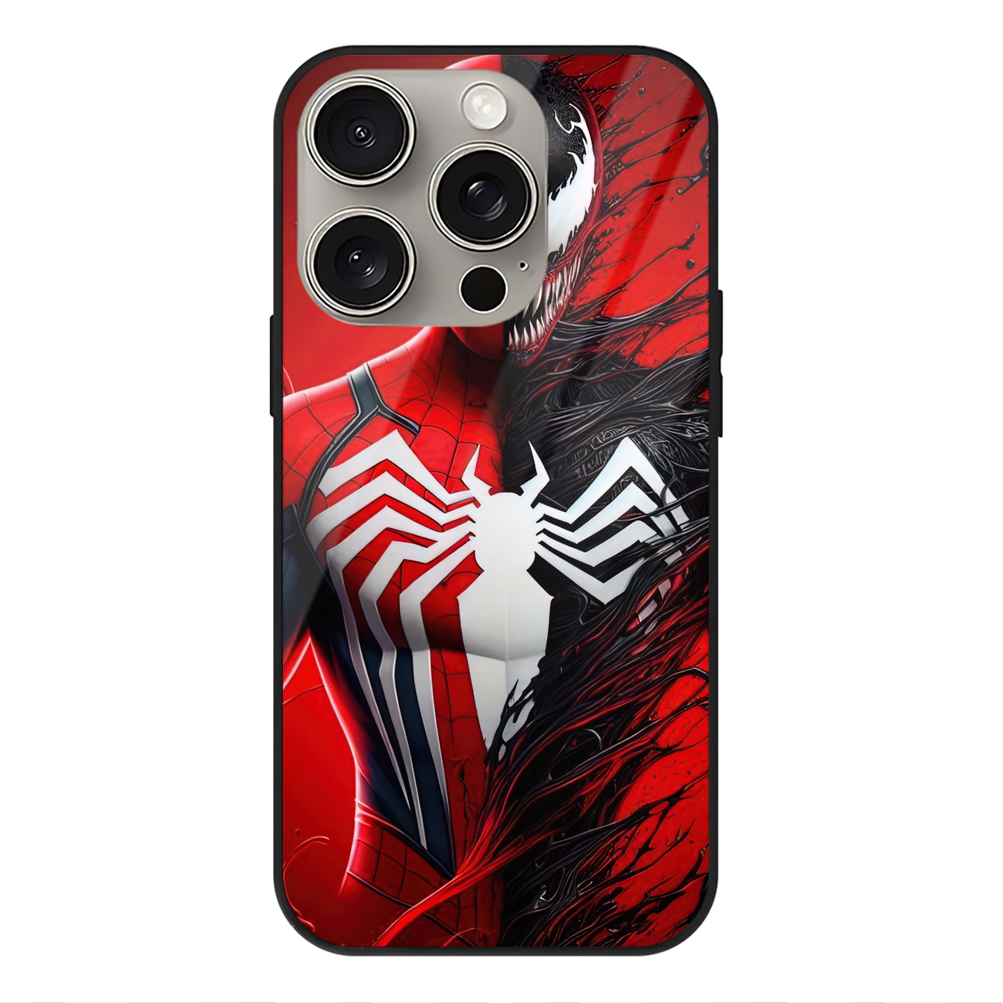 Spider Man スパイダーマン 【iPhone15Pro対応】スマホケース 耐衝撃＆黄変防止 背面ガラス
