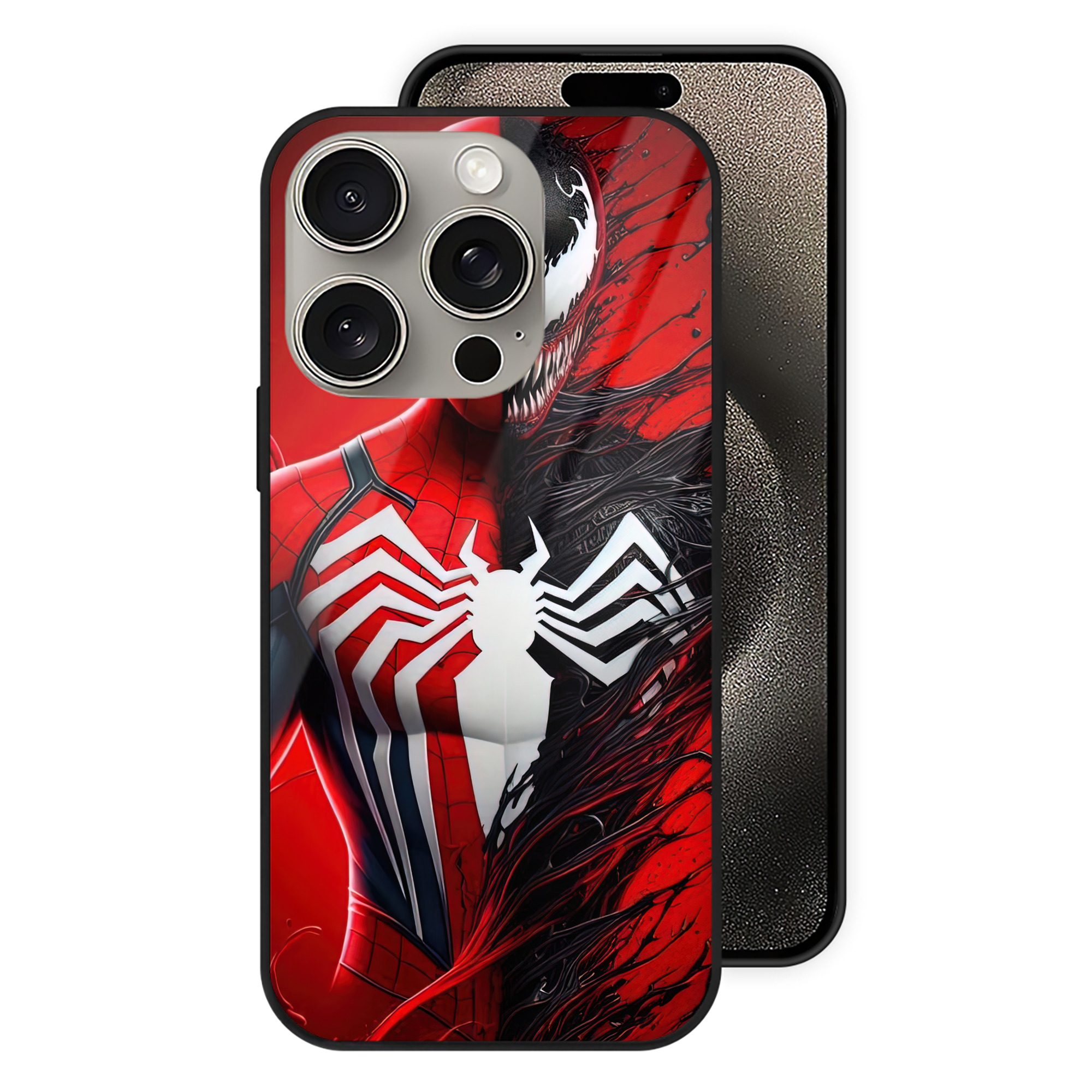 Spider Man スパイダーマン 【iPhone15Pro対応】スマホケース 耐衝撃＆黄変防止 背面ガラス