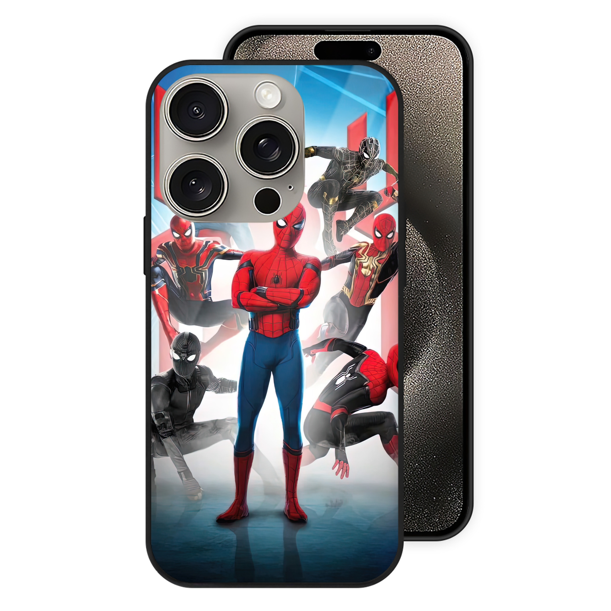 Spider Man スパイダーマン 【iPhone15Pro対応】スマホケース 耐衝撃＆黄変防止 背面ガラス