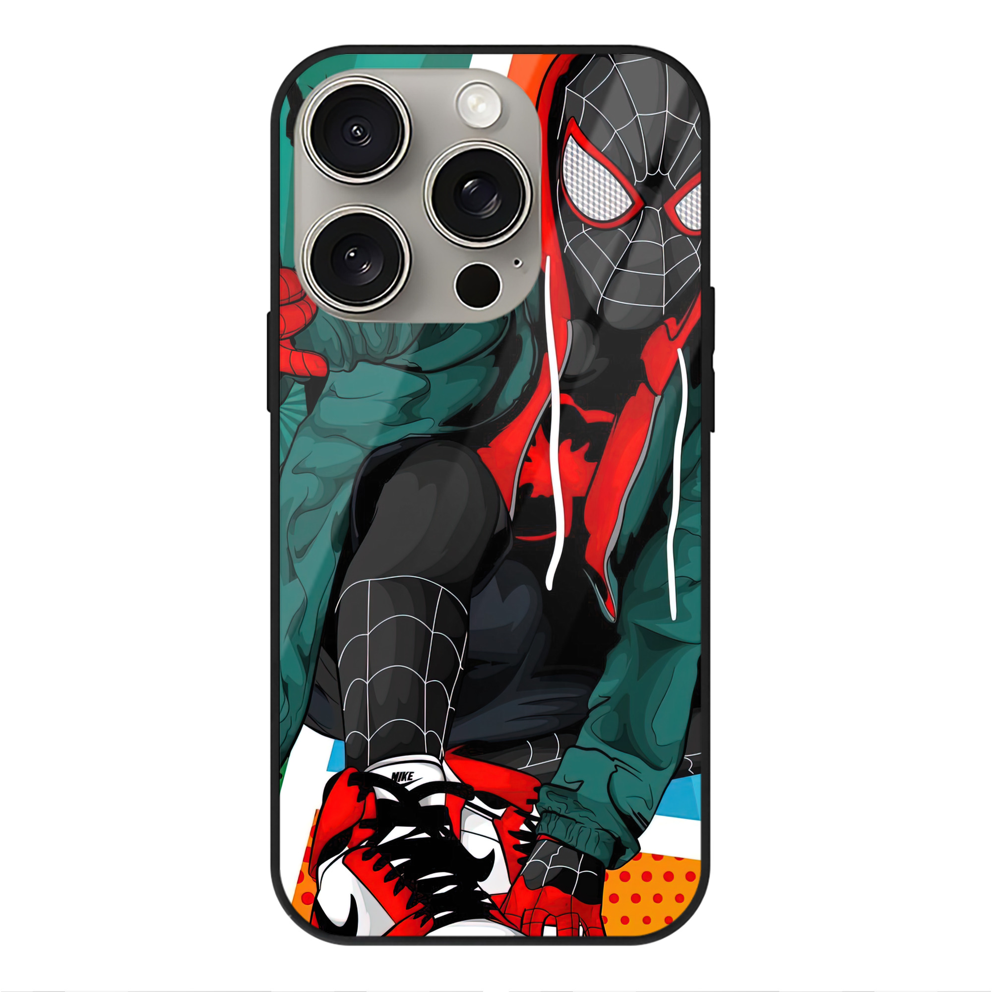 Spider Man スパイダーマン 【iPhone15Pro対応】スマホケース 耐衝撃＆黄変防止 背面ガラス