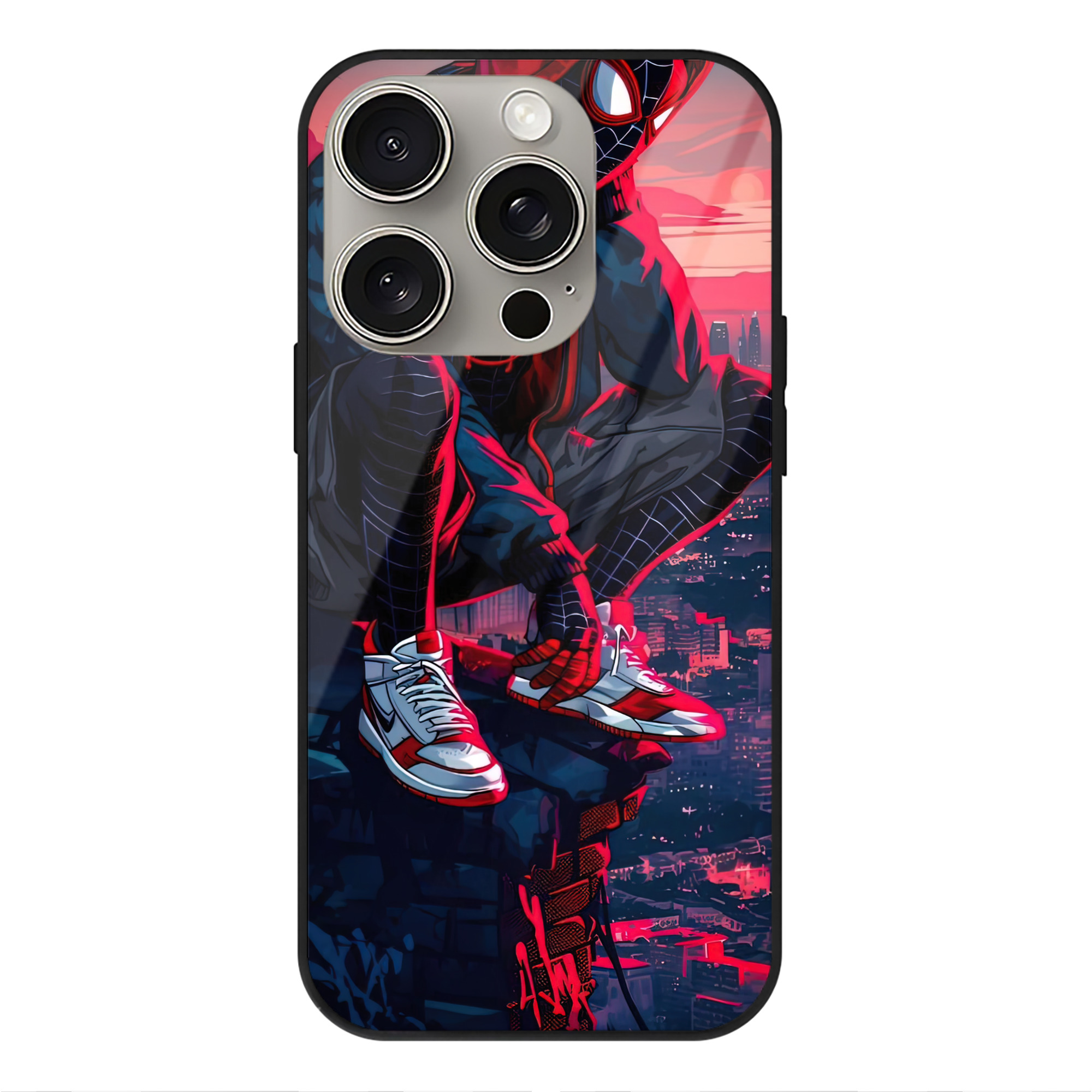 Spider Man スパイダーマン 【iPhone15Pro対応】スマホケース 耐衝撃＆黄変防止 背面ガラス