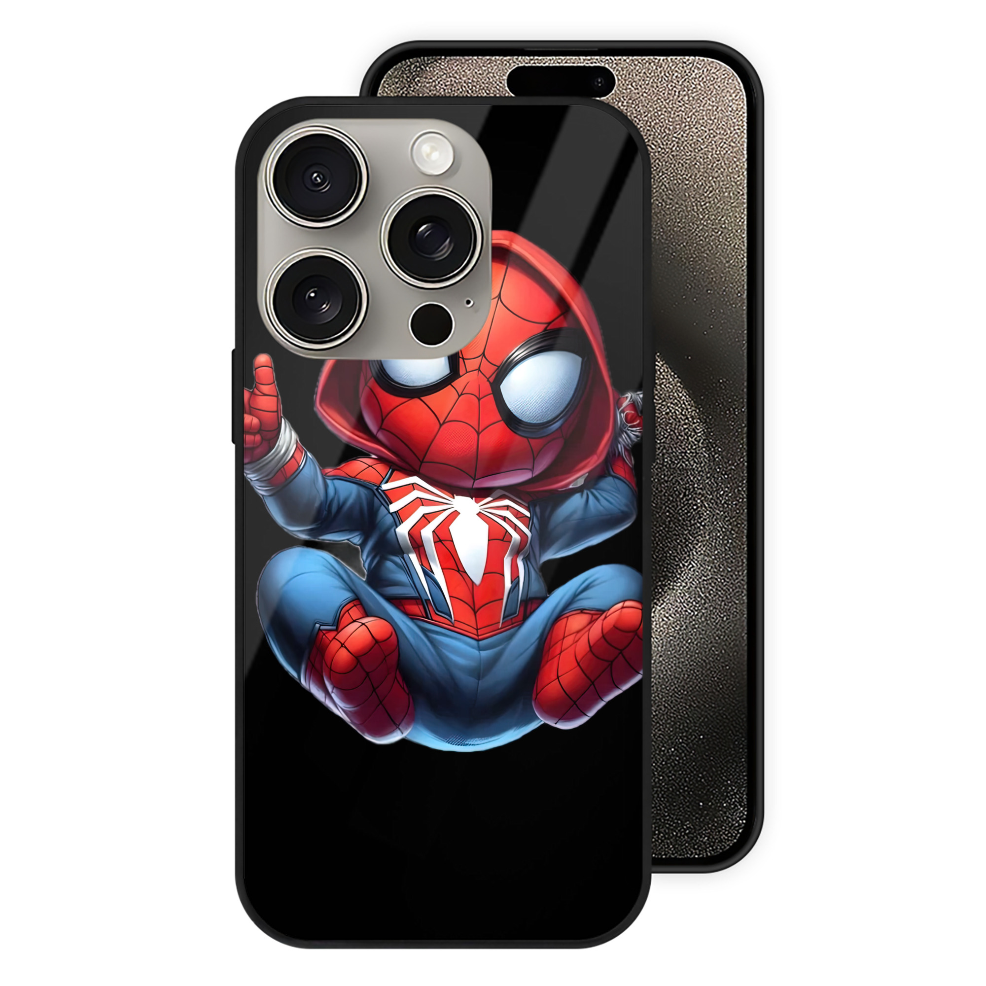 （画像用） Spider Man スパイダーマン 【iPhone15Pro対応】スマホケース 耐衝撃＆黄変防止 背面ガラス