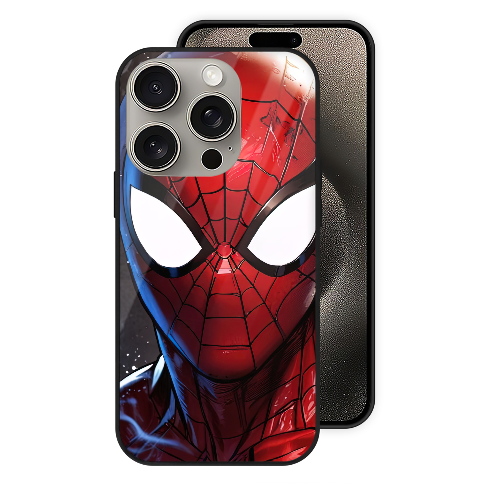（画像用） Spider Man スパイダーマン 【iPhone15Pro対応】スマホケース 耐衝撃＆黄変防止 背面ガラス