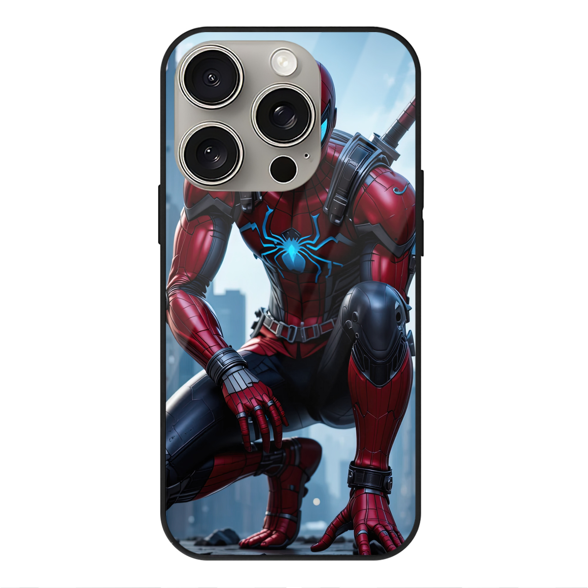 Spider Man スパイダーマン 【iPhone15Pro対応】スマホケース 耐衝撃＆黄変防止 背面ガラス