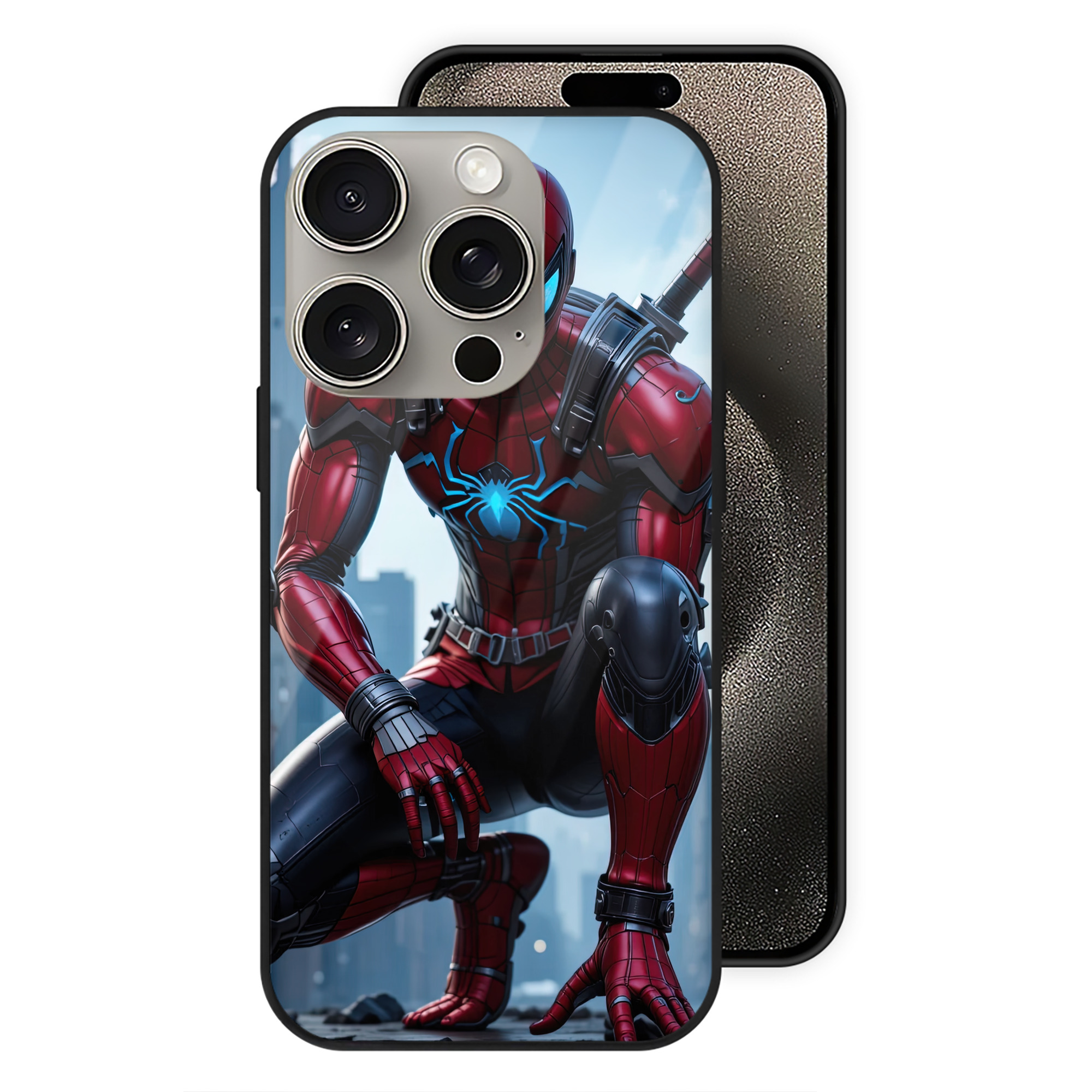 Spider Man スパイダーマン 【iPhone15Pro対応】スマホケース 耐衝撃＆黄変防止 背面ガラス