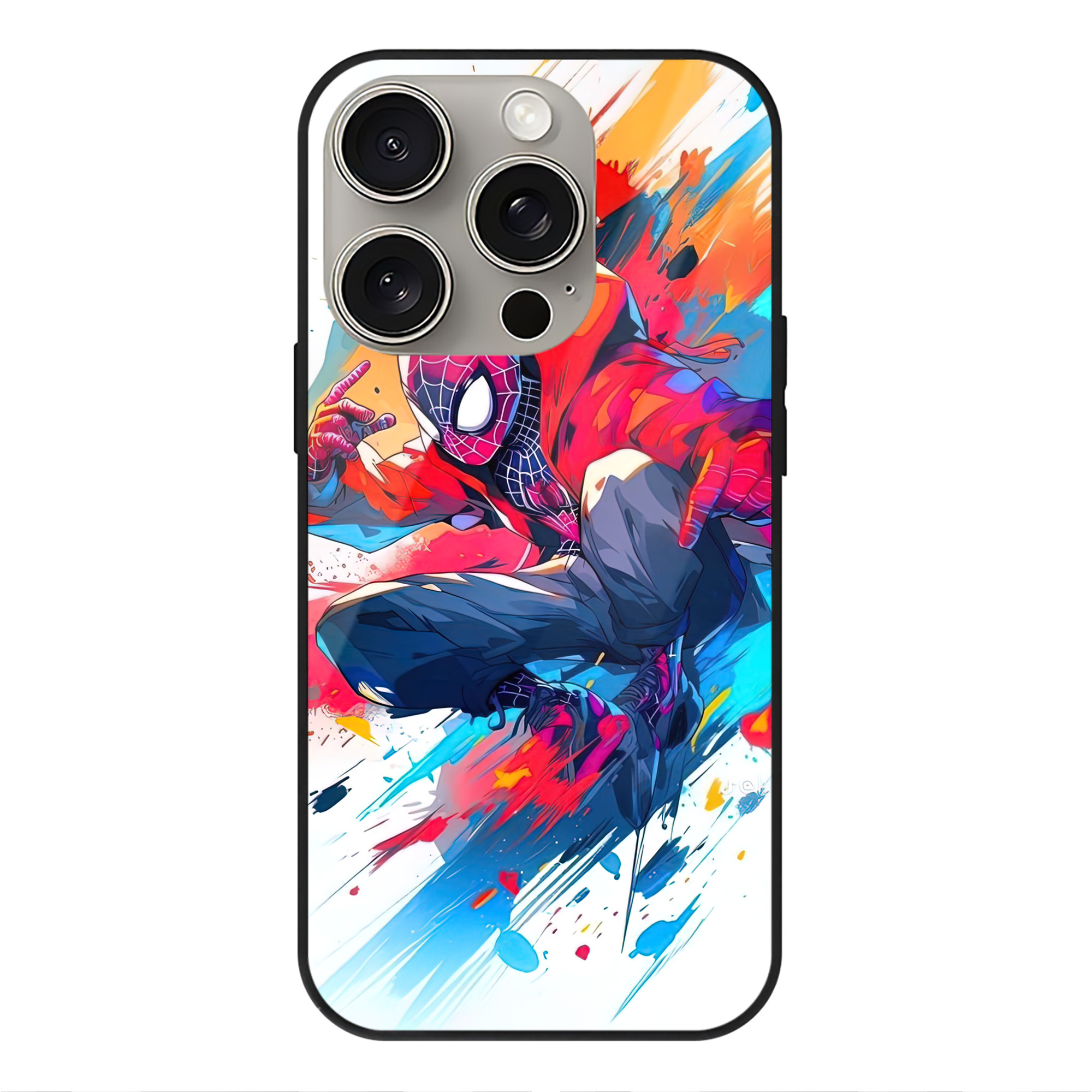 Spider Man スパイダーマン 【iPhone15Pro対応】スマホケース 耐衝撃＆黄変防止 背面ガラス