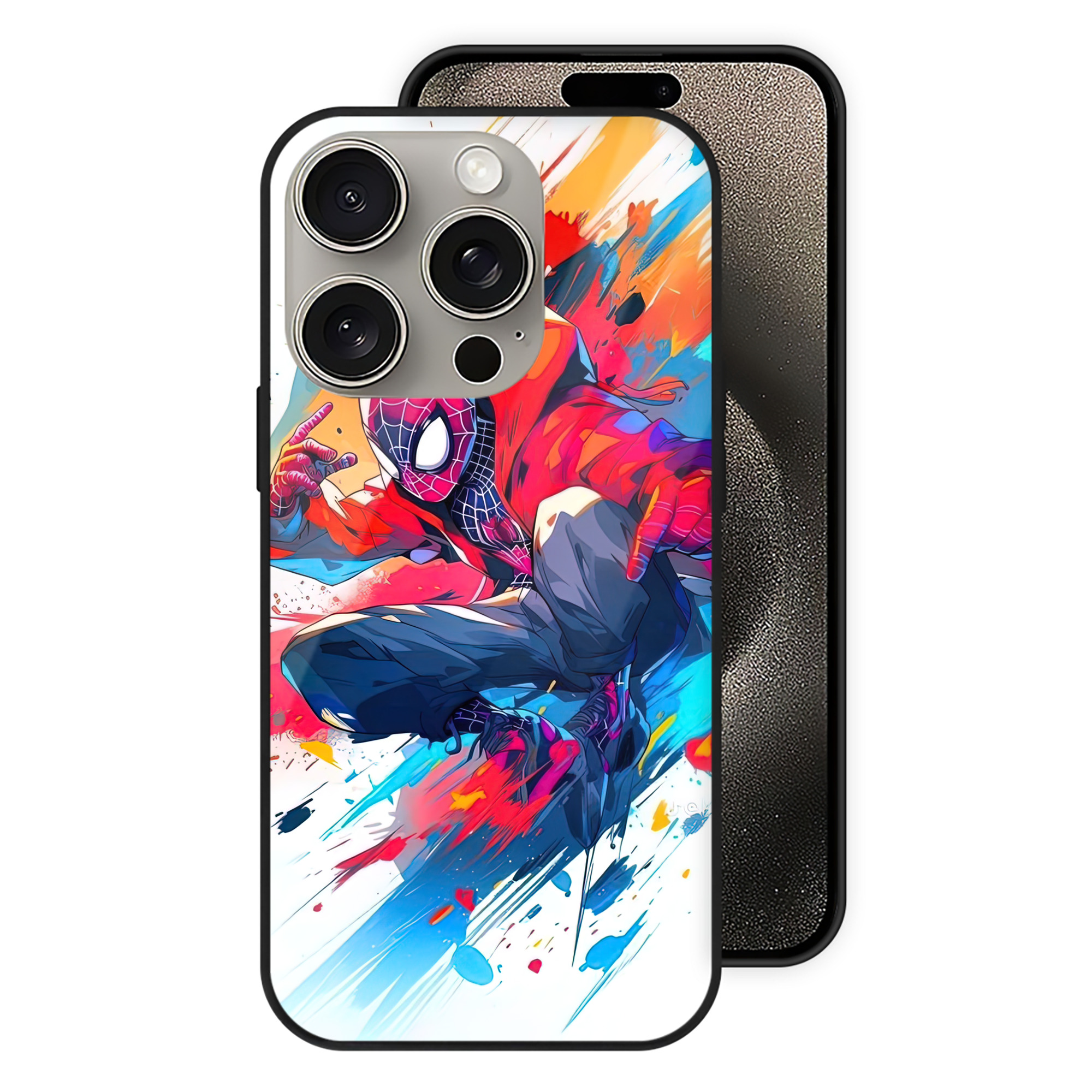 Spider Man スパイダーマン 【iPhone15Pro対応】スマホケース 耐衝撃＆黄変防止 背面ガラス