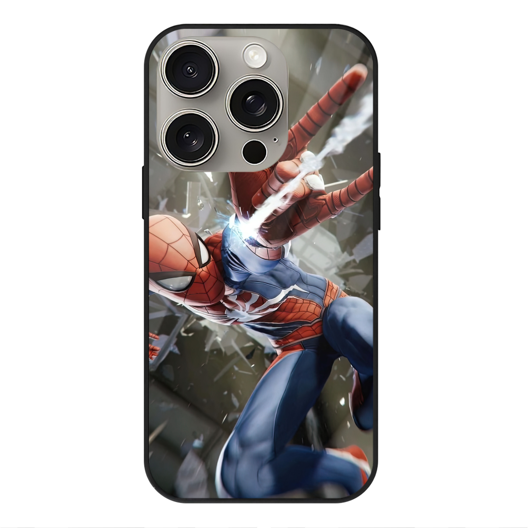 Spider Man スパイダーマン 【iPhone15Pro対応】スマホケース 耐衝撃＆黄変防止 背面ガラス