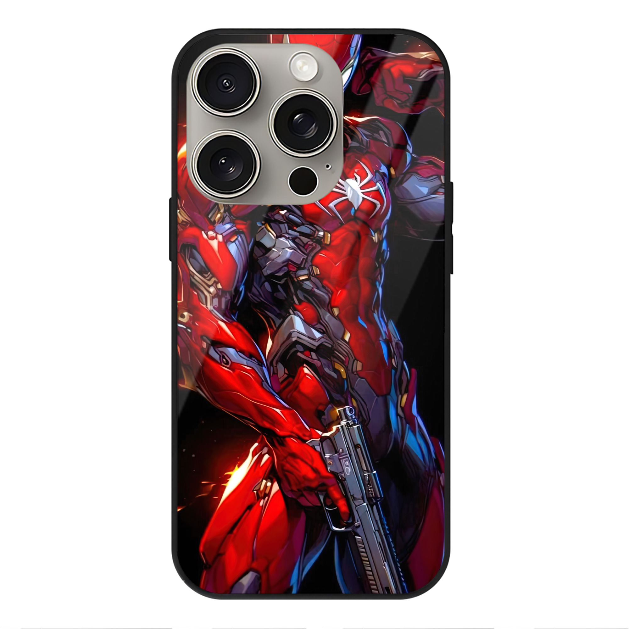 Spider Man スパイダーマン 【iPhone15Pro対応】スマホケース 耐衝撃＆黄変防止 背面ガラス
