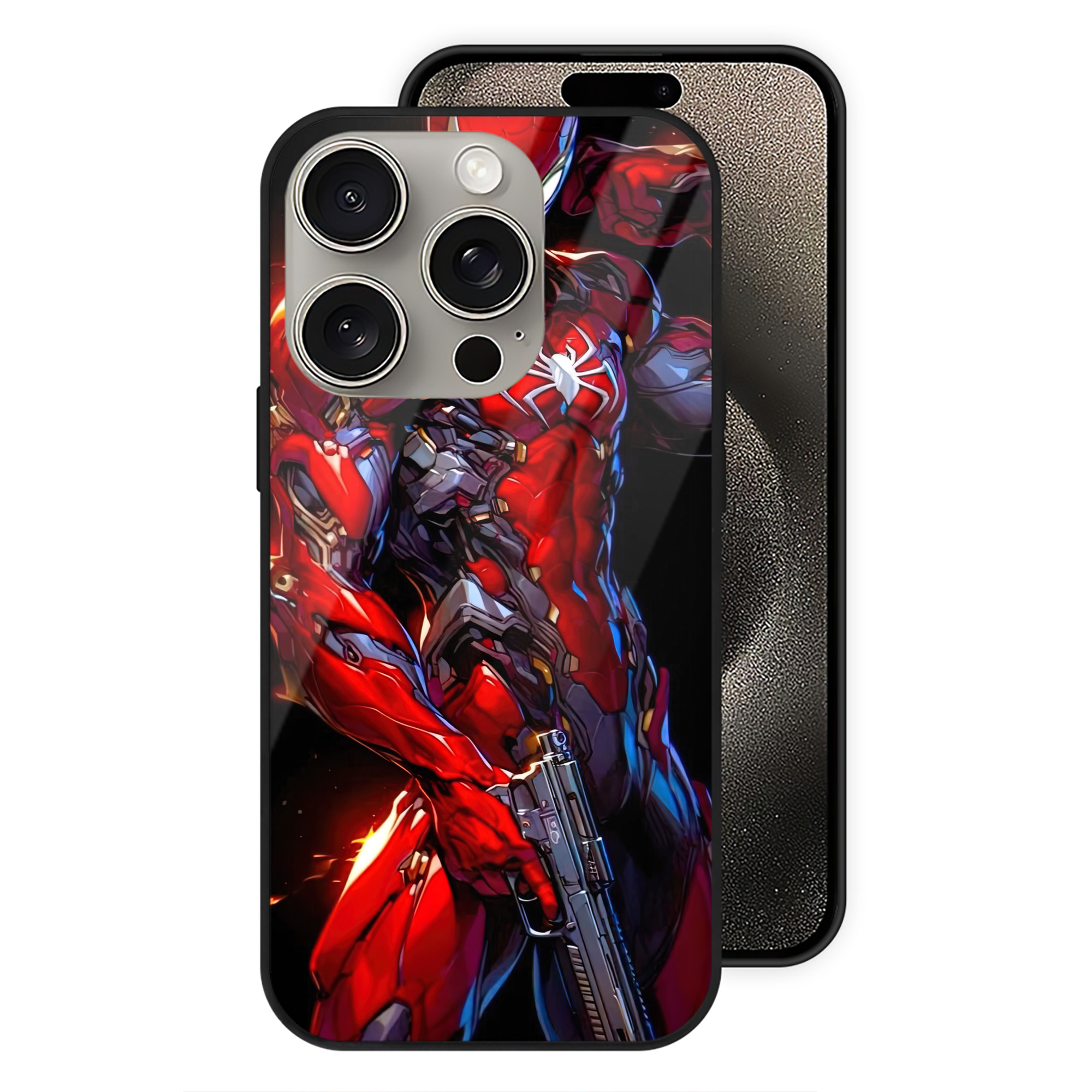 Spider Man スパイダーマン 【iPhone15Pro対応】スマホケース 耐衝撃＆黄変防止 背面ガラス