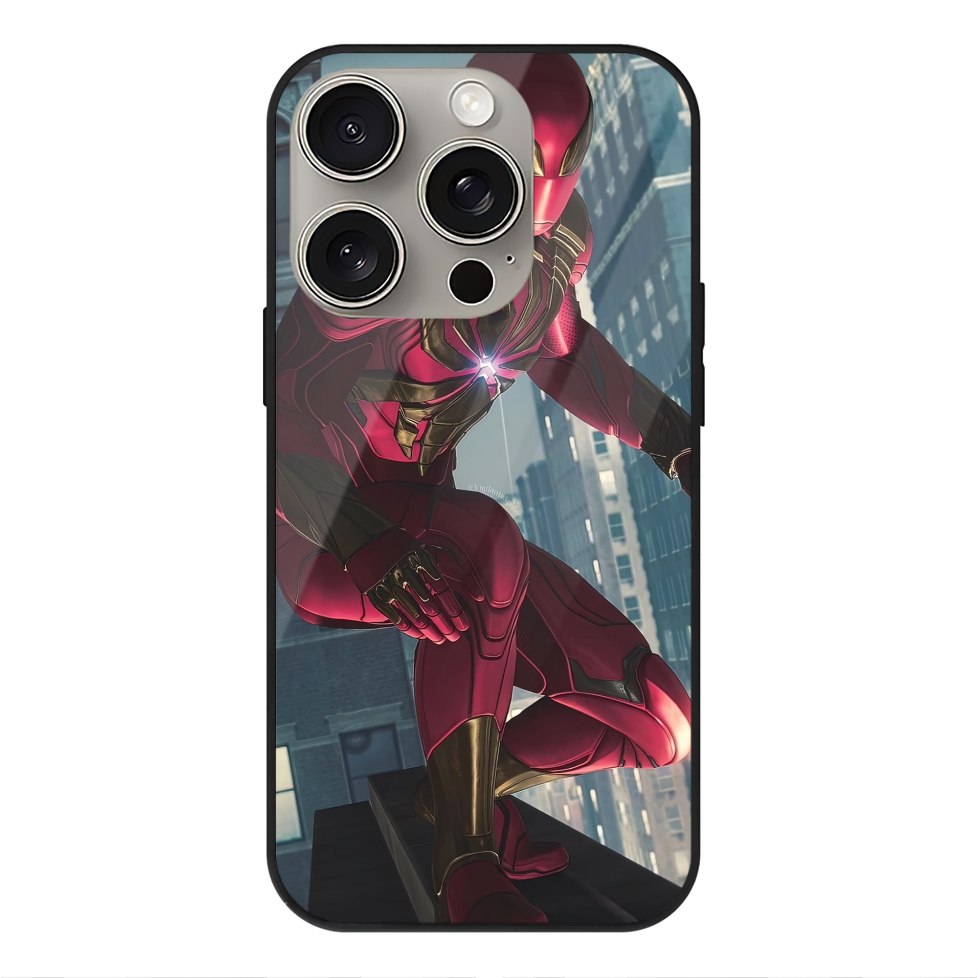 （画像用） Spider Man スパイダーマン 【iPhone15Pro対応】スマホケース 耐衝撃＆黄変防止 背面ガラス