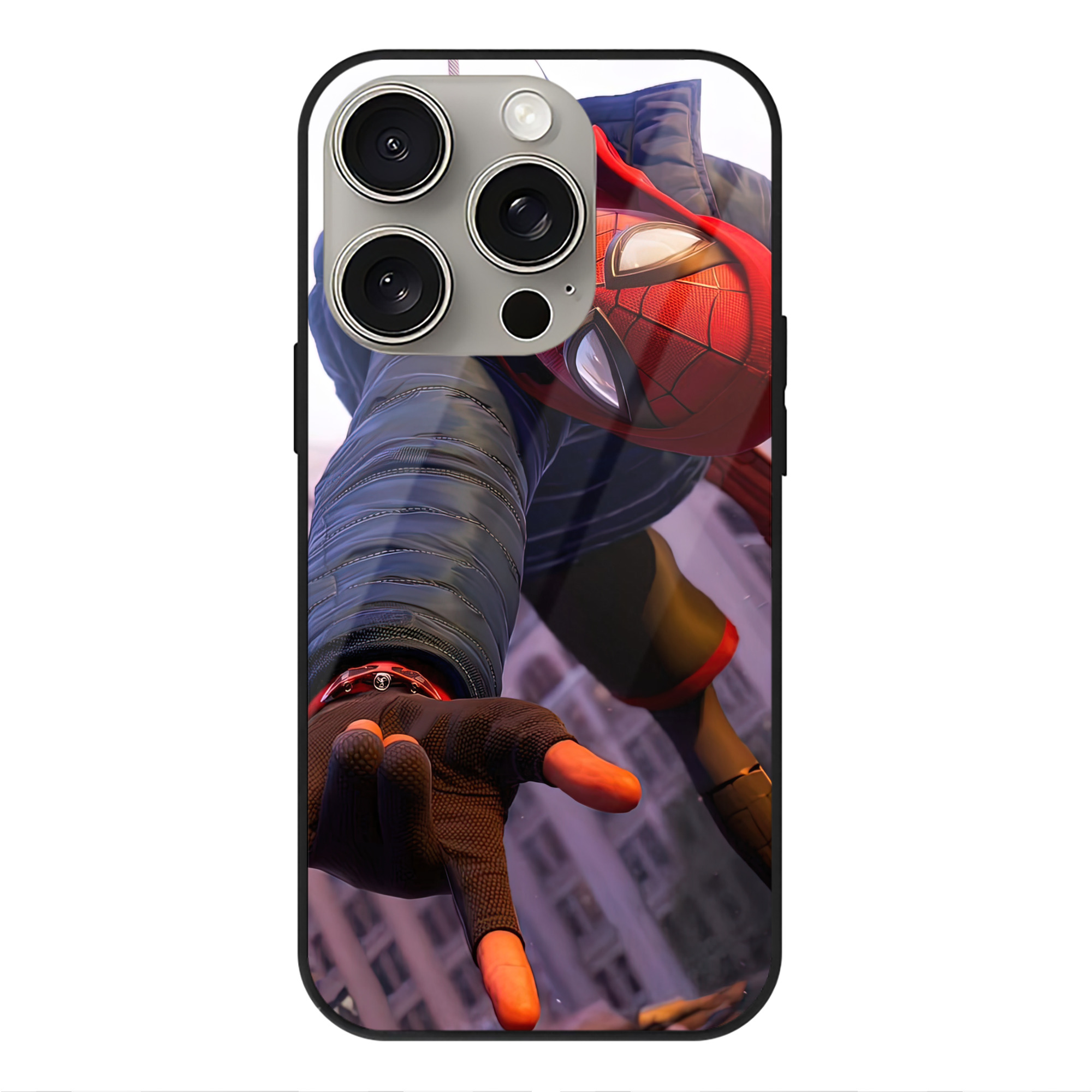 （画像用） Spider Man スパイダーマン 【iPhone15Pro対応】スマホケース 耐衝撃＆黄変防止 背面ガラス