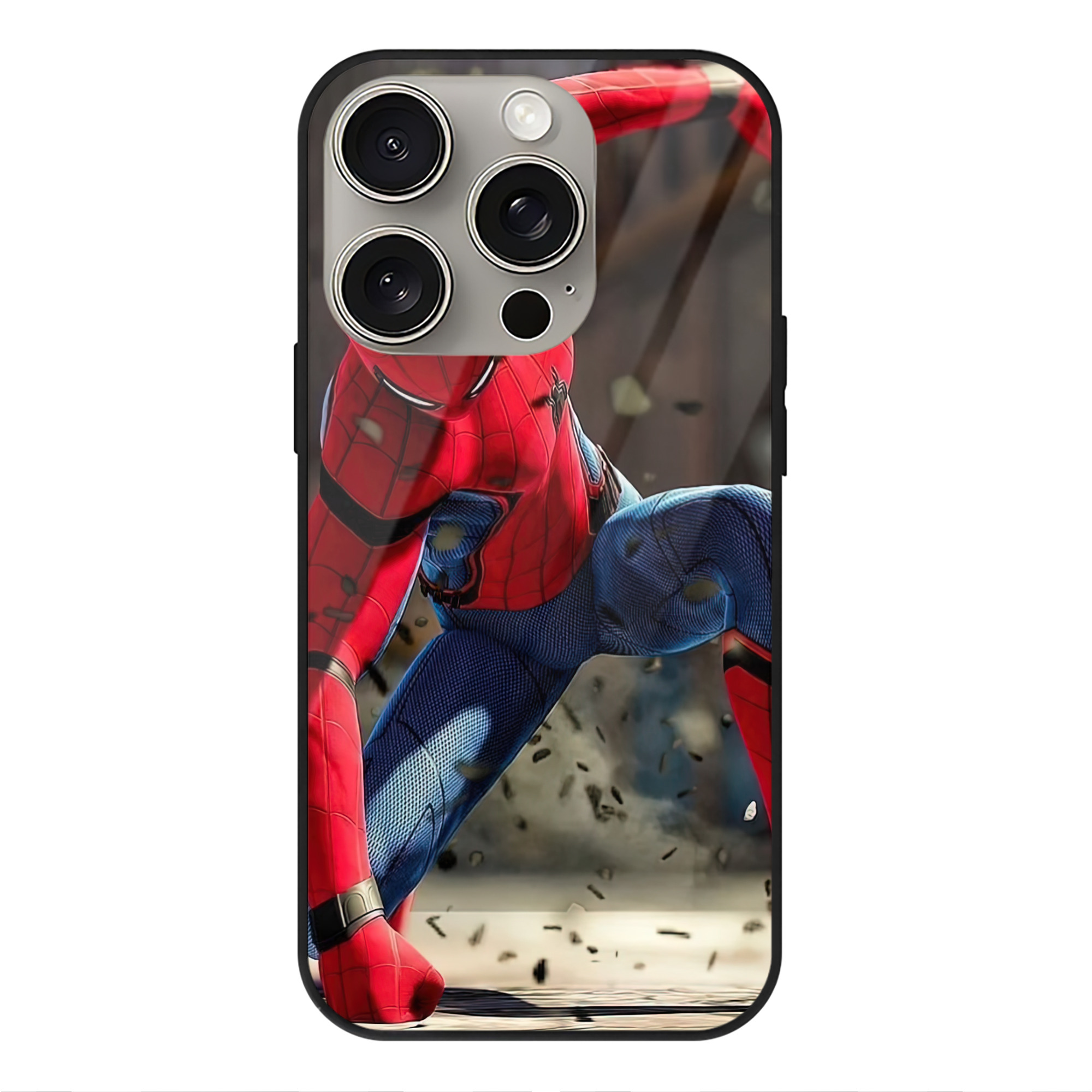 Spider Man スパイダーマン 【iPhone15Pro対応】スマホケース 耐衝撃＆黄変防止 背面ガラス
