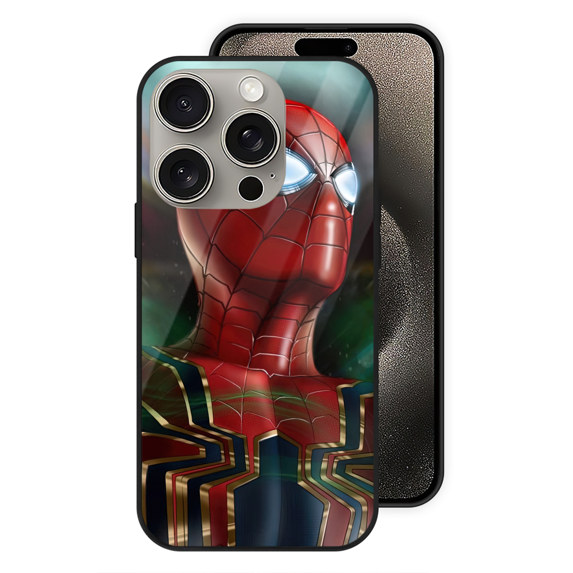 （画像用） Spider Man スパイダーマン 【iPhone15Pro対応】スマホケース 耐衝撃＆黄変防止 背面ガラス