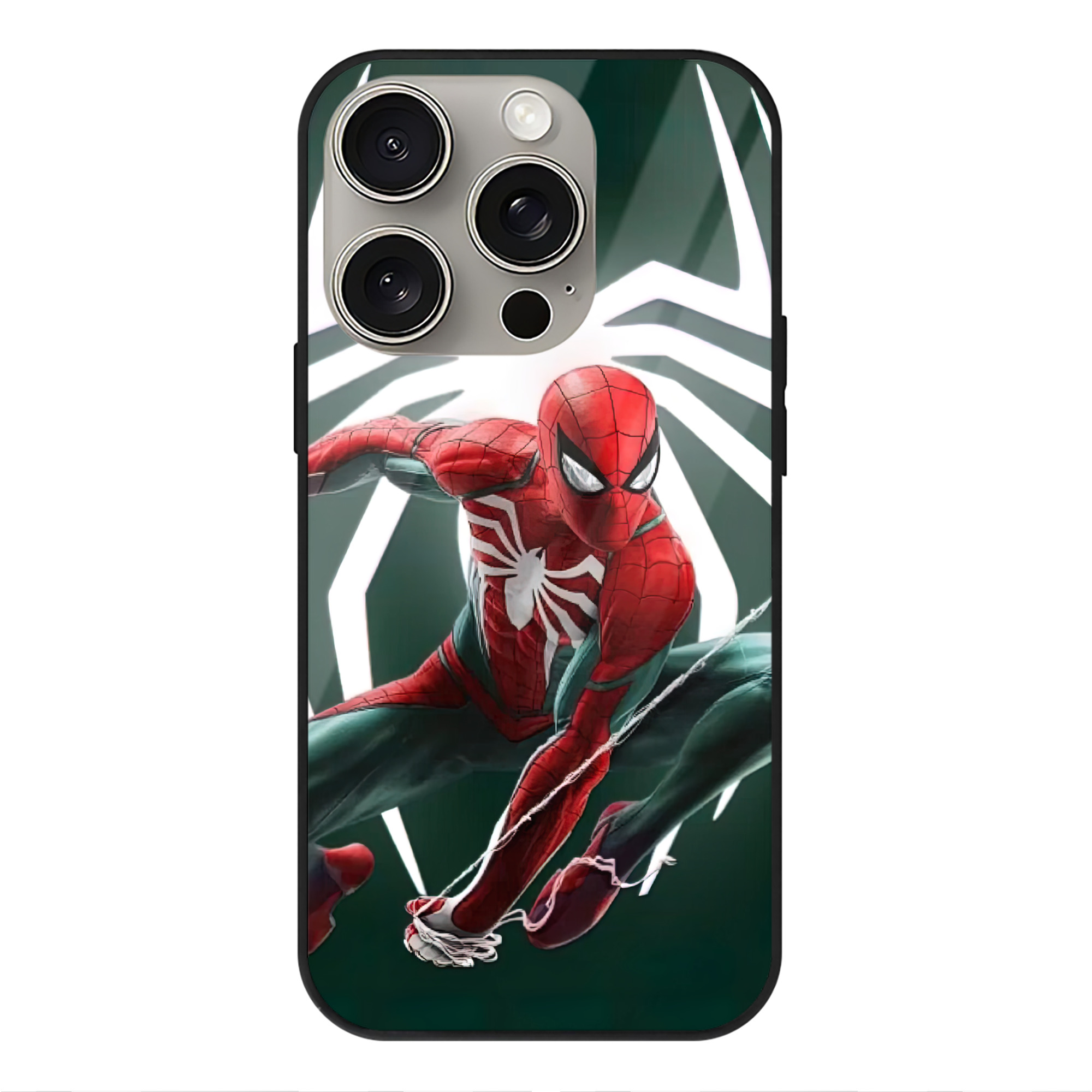 （画像用） Spider Man スパイダーマン 【iPhone15Pro対応】スマホケース 耐衝撃＆黄変防止 背面ガラス