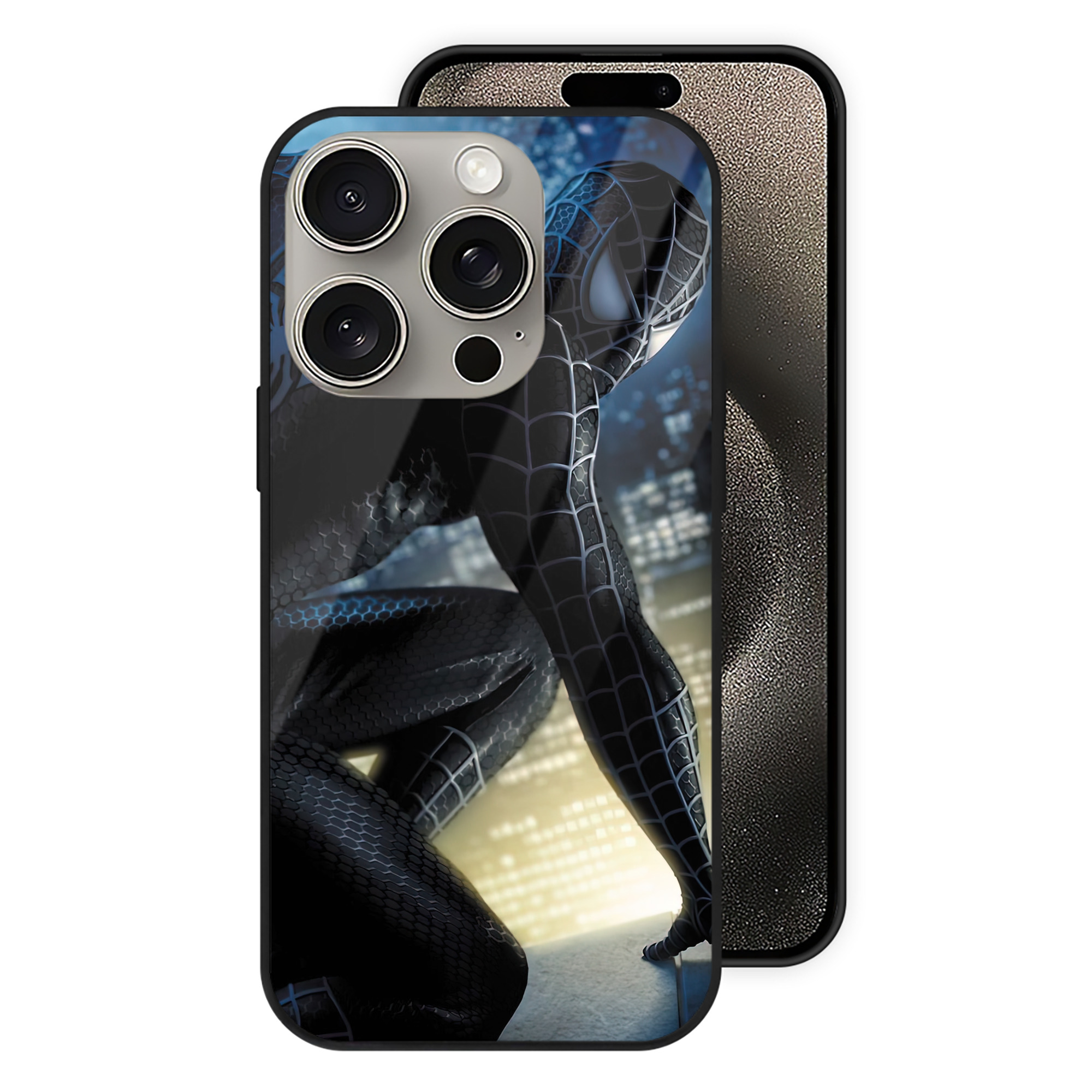 Spider Man スパイダーマン 【iPhone15Pro対応】スマホケース 耐衝撃＆黄変防止 背面ガラス