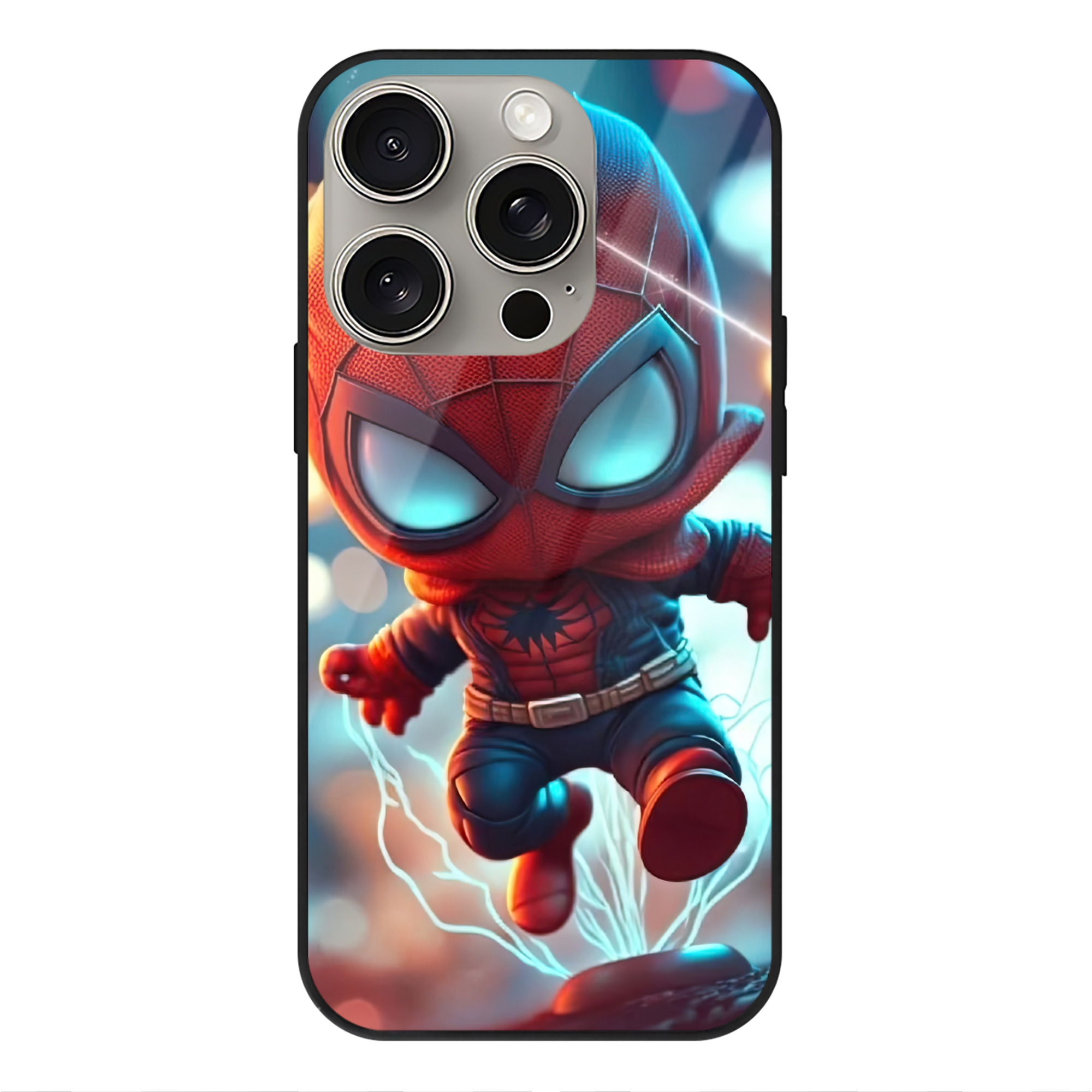 Spider Man スパイダーマン 【iPhone15Pro対応】スマホケース 耐衝撃＆黄変防止 背面ガラス