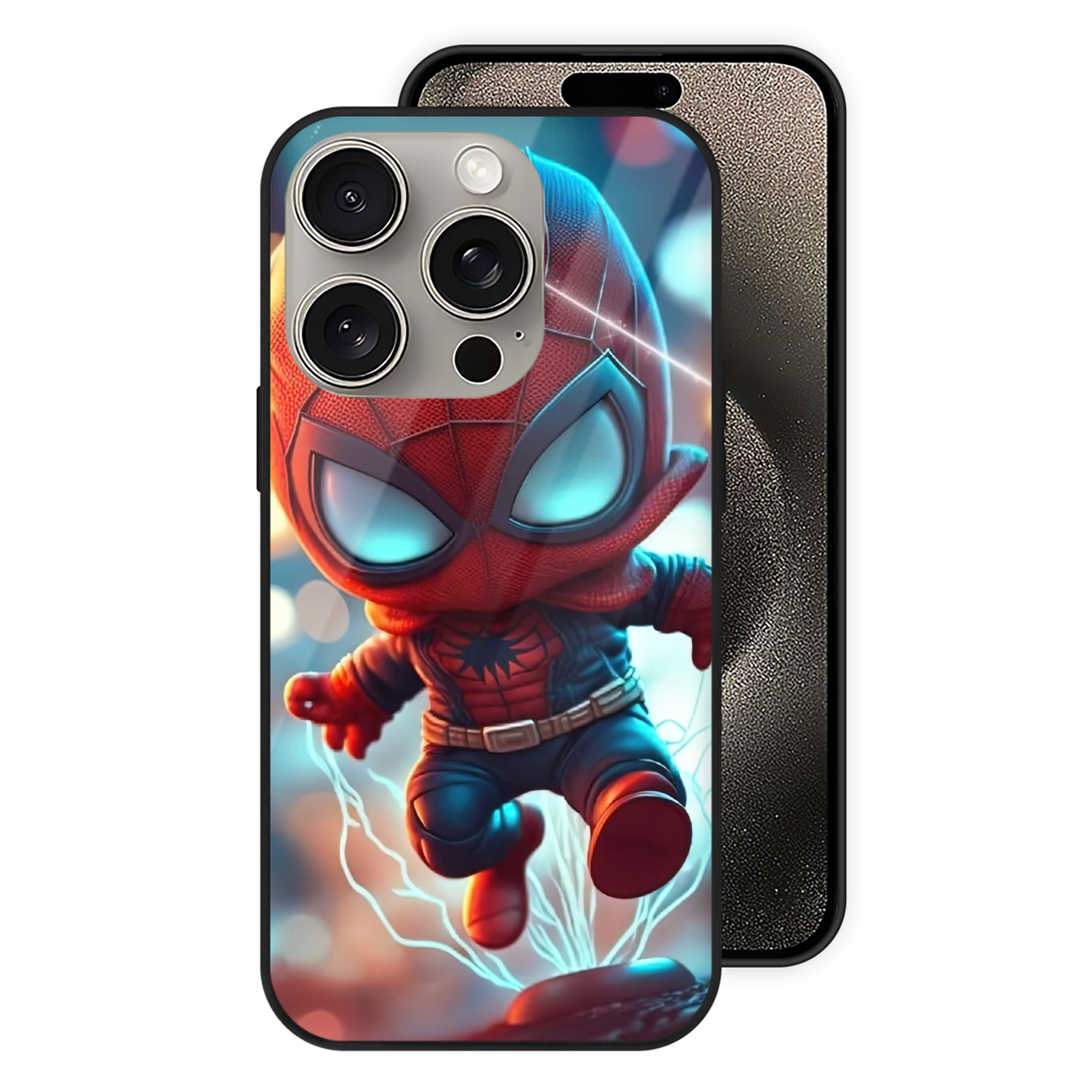 Spider Man スパイダーマン 【iPhone15Pro対応】スマホケース 耐衝撃＆黄変防止 背面ガラス