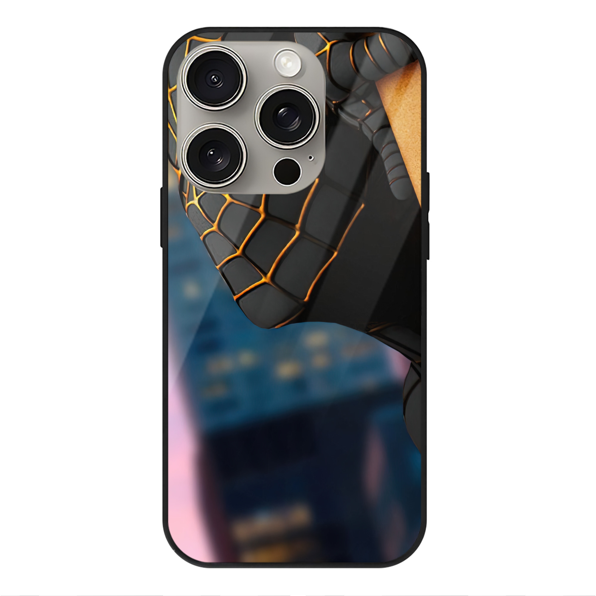 Spider Man スパイダーマン 【iPhone15Pro対応】スマホケース 耐衝撃＆黄変防止 背面ガラス