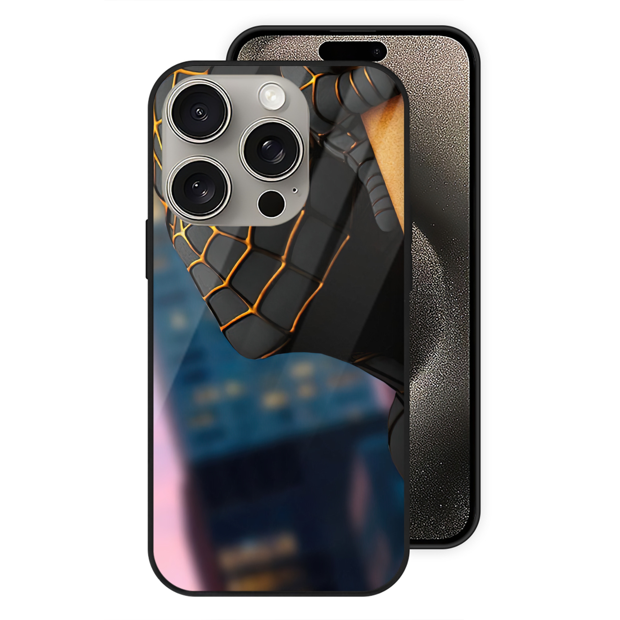 Spider Man スパイダーマン 【iPhone15Pro対応】スマホケース 耐衝撃＆黄変防止 背面ガラス