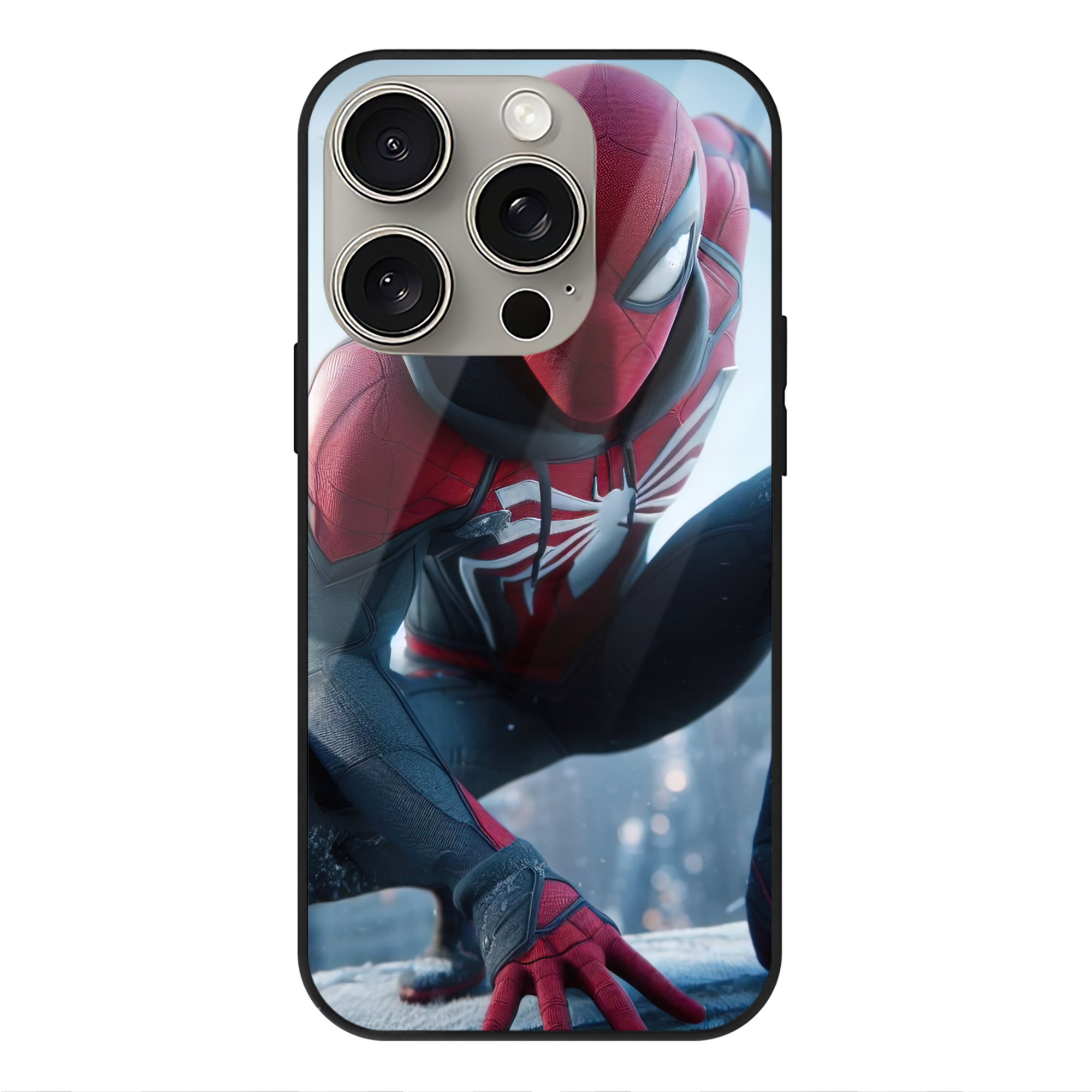 Spider Man スパイダーマン 【iPhone15Pro対応】スマホケース 耐衝撃＆黄変防止 背面ガラス