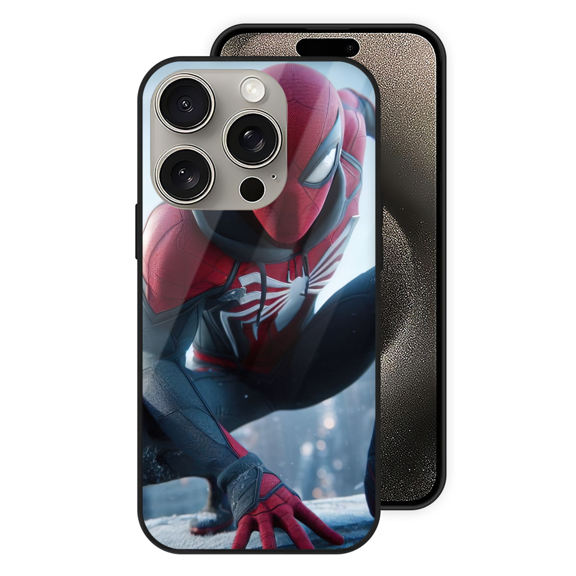 Spider Man スパイダーマン 【iPhone15Pro対応】スマホケース 耐衝撃＆黄変防止 背面ガラス