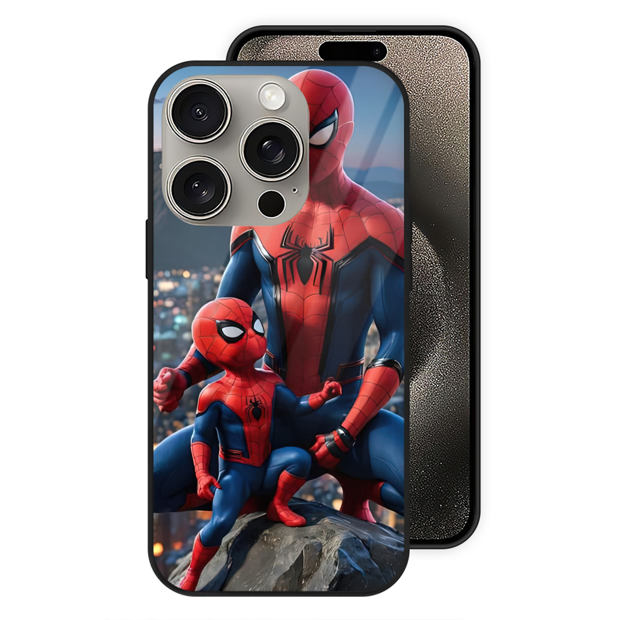 （画像用） Spider Man スパイダーマン 【iPhone15Pro対応】スマホケース 耐衝撃＆黄変防止 背面ガラス