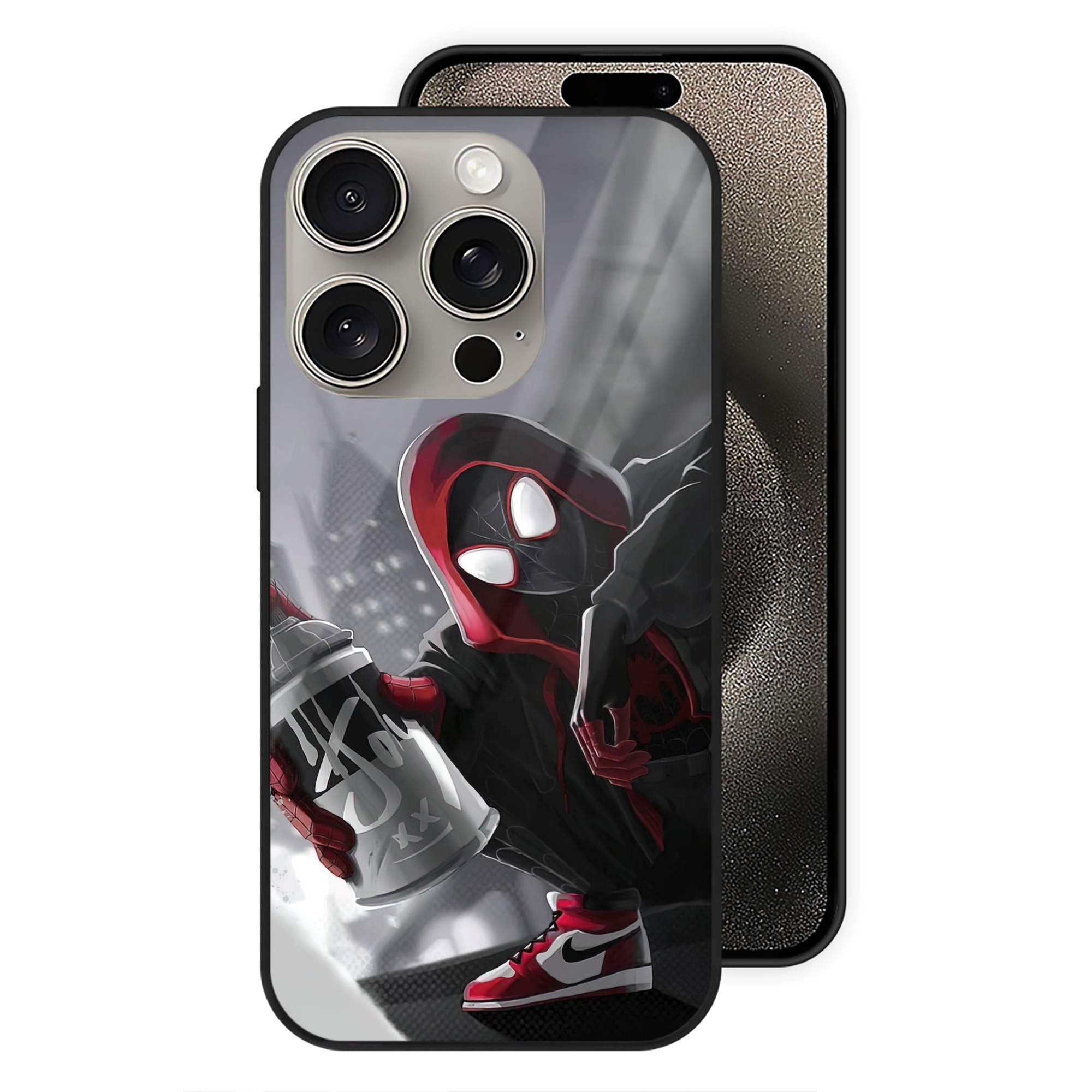 Spider Man スパイダーマン 【iPhone15Pro対応】スマホケース 耐衝撃＆黄変防止 背面ガラス