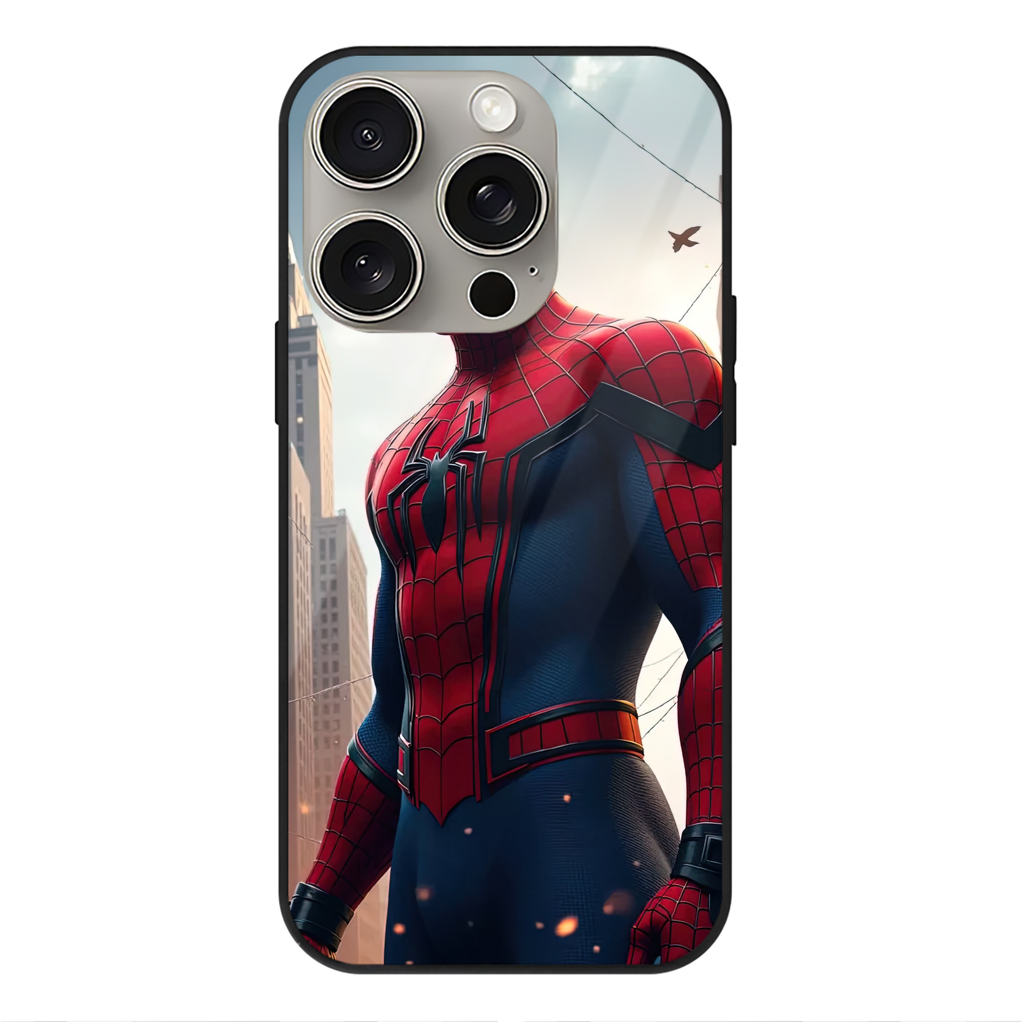 （画像用） Spider Man スパイダーマン 【iPhone15Pro対応】スマホケース 耐衝撃＆黄変防止 背面ガラス
