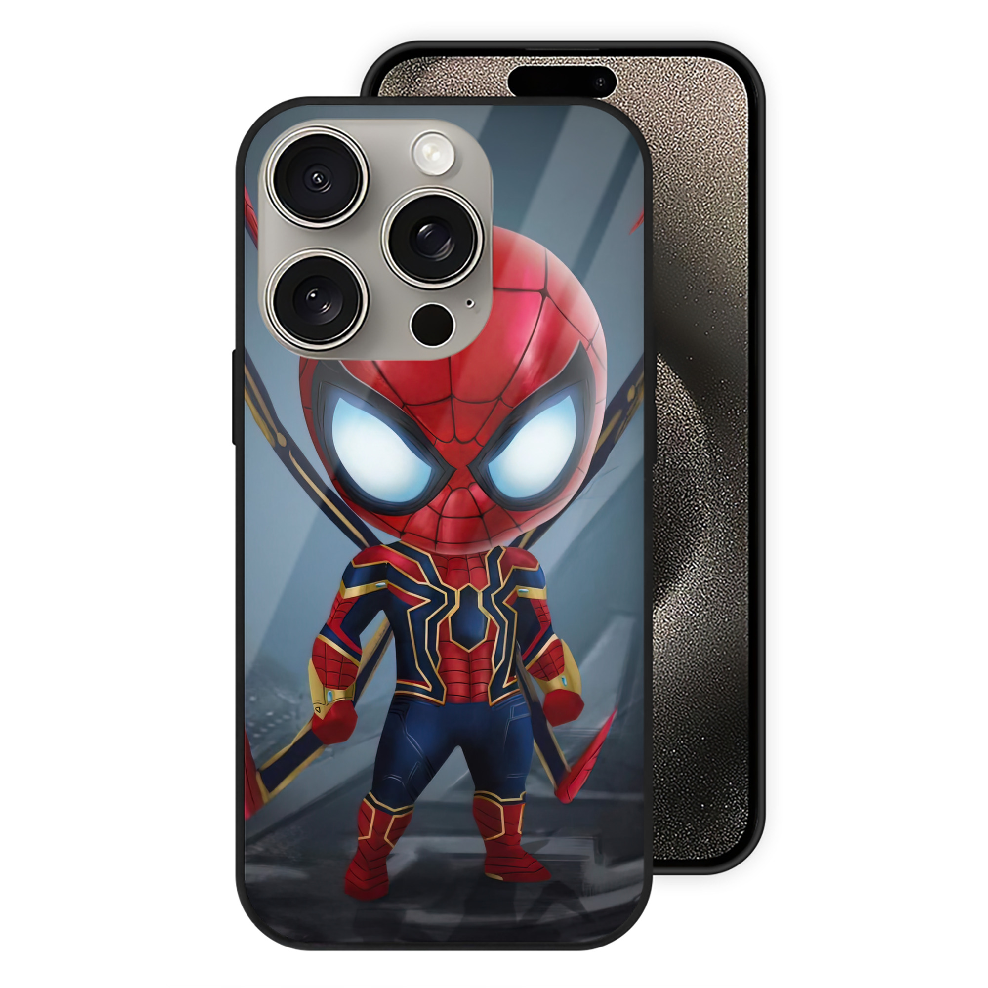 （画像用） Spider Man スパイダーマン 【iPhone15Pro対応】スマホケース 耐衝撃＆黄変防止 背面ガラス