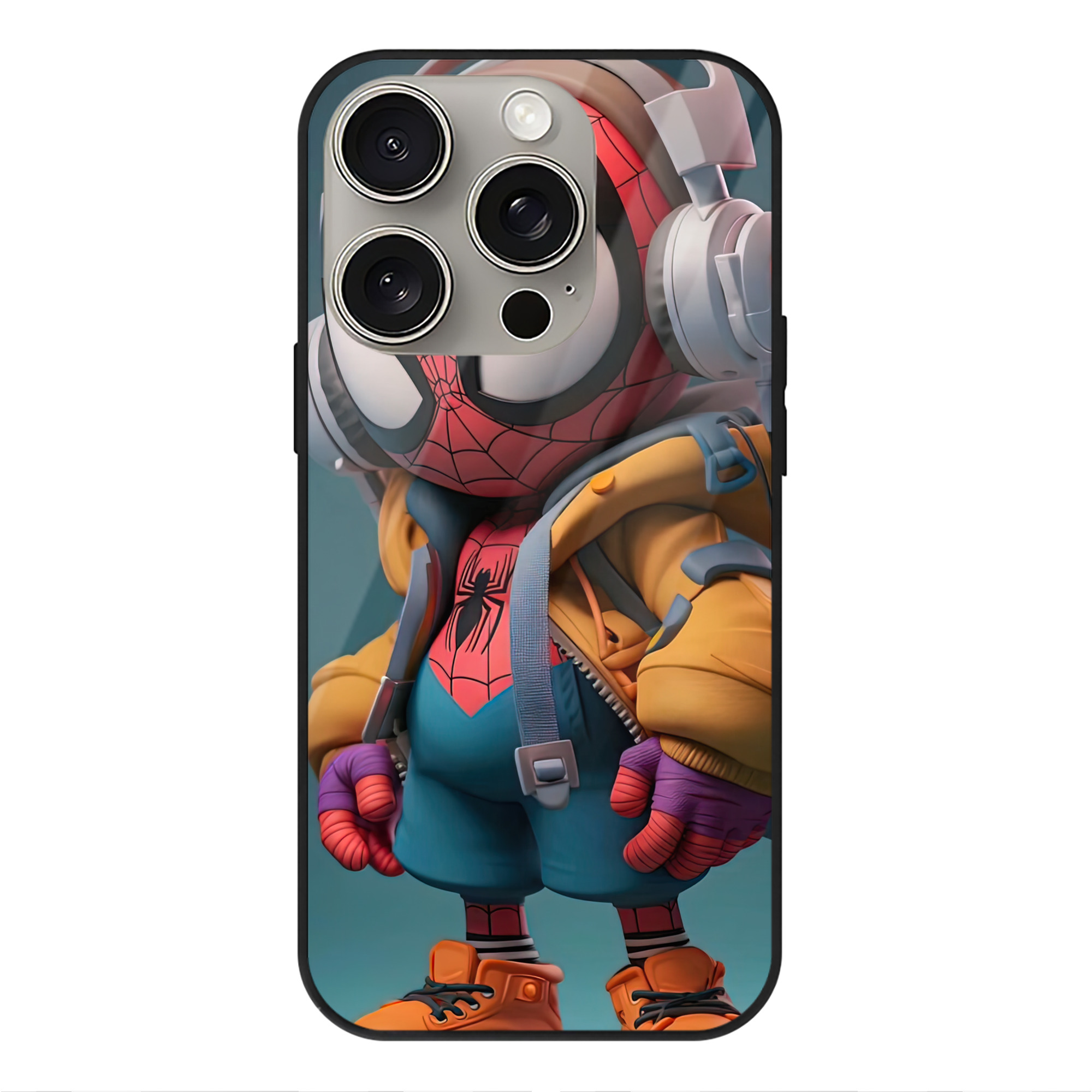 Spider Man スパイダーマン 【iPhone15Pro対応】スマホケース 耐衝撃＆黄変防止 背面ガラス