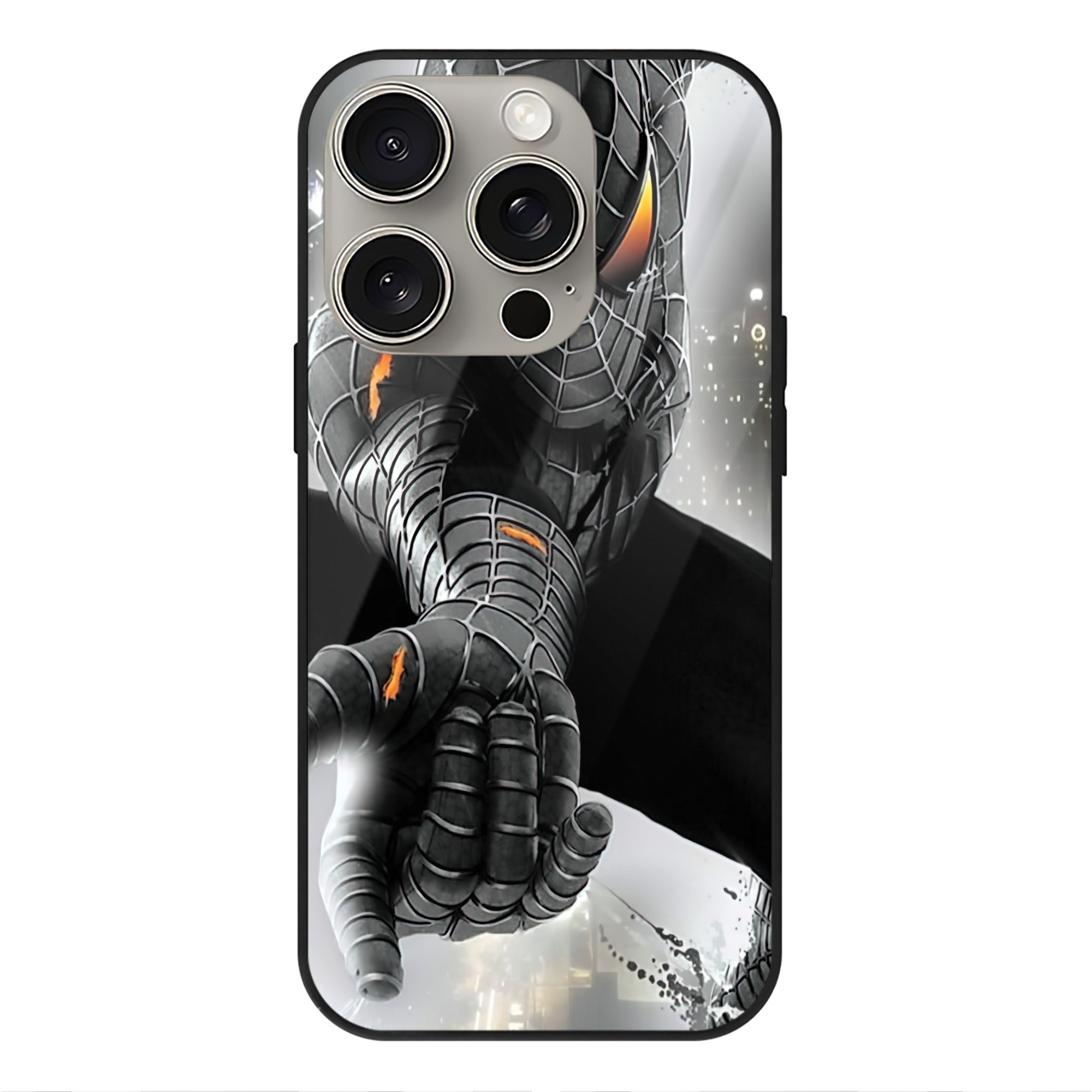Spider Man スパイダーマン 【iPhone15Pro対応】スマホケース 耐衝撃＆黄変防止 背面ガラス