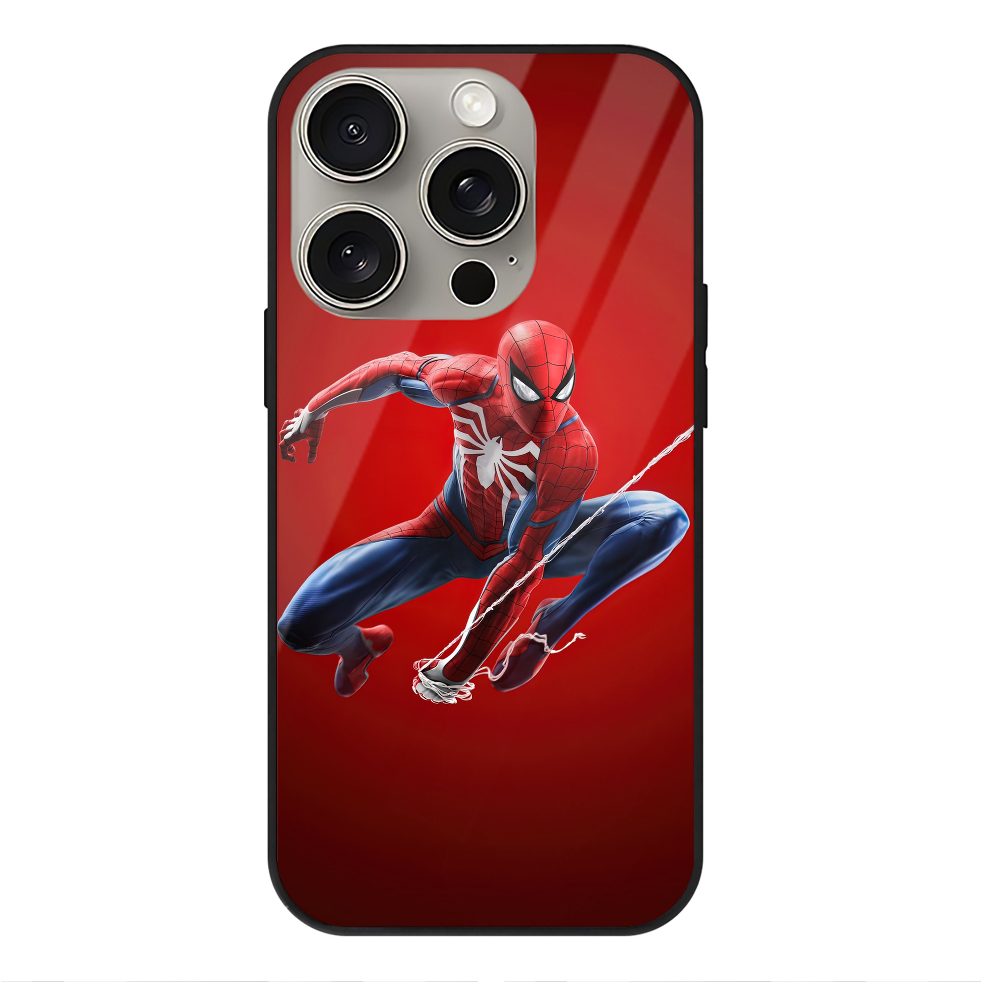 Spider Man スパイダーマン 【iPhone15Pro対応】スマホケース 耐衝撃＆黄変防止 背面ガラス