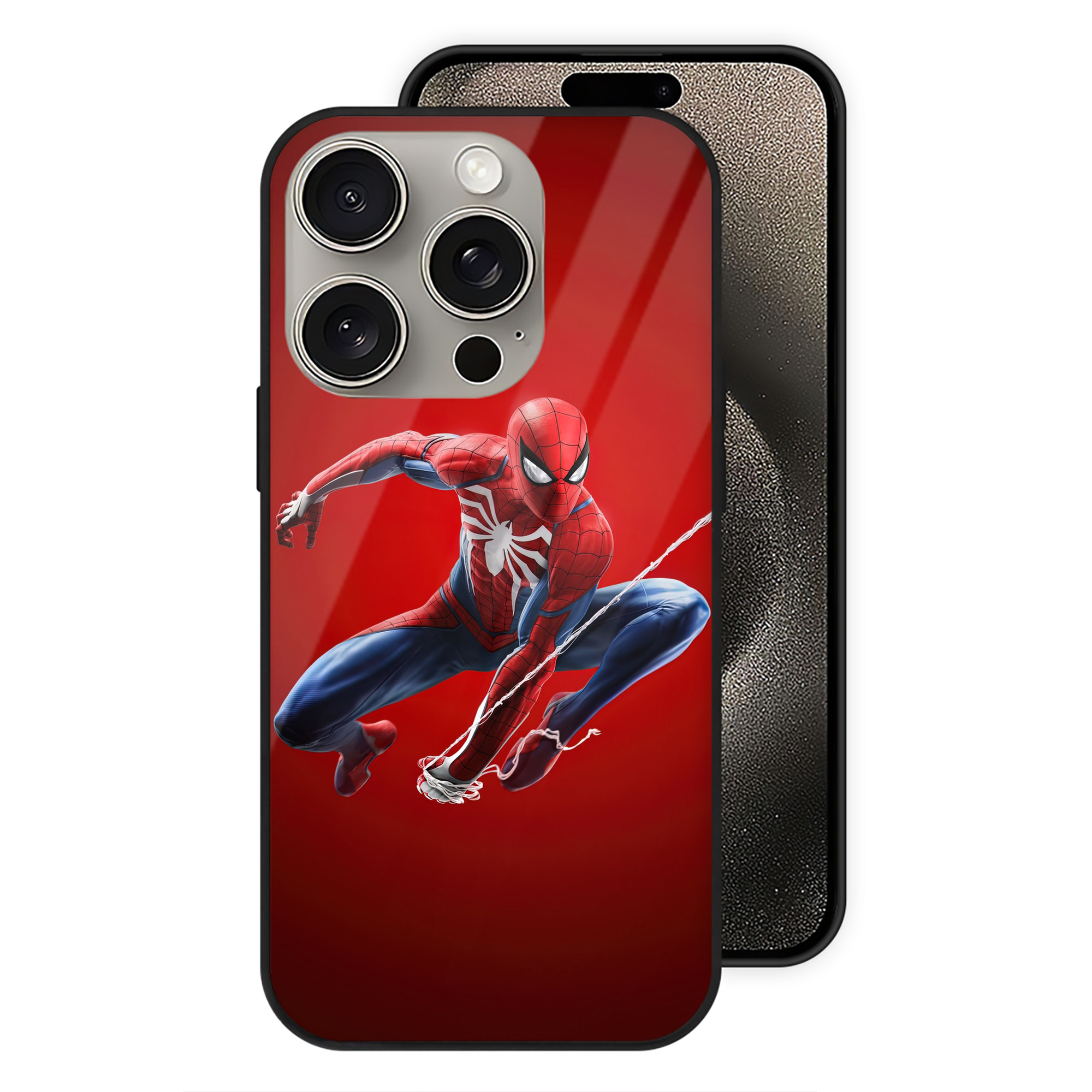 Spider Man スパイダーマン 【iPhone15Pro対応】スマホケース 耐衝撃＆黄変防止 背面ガラス