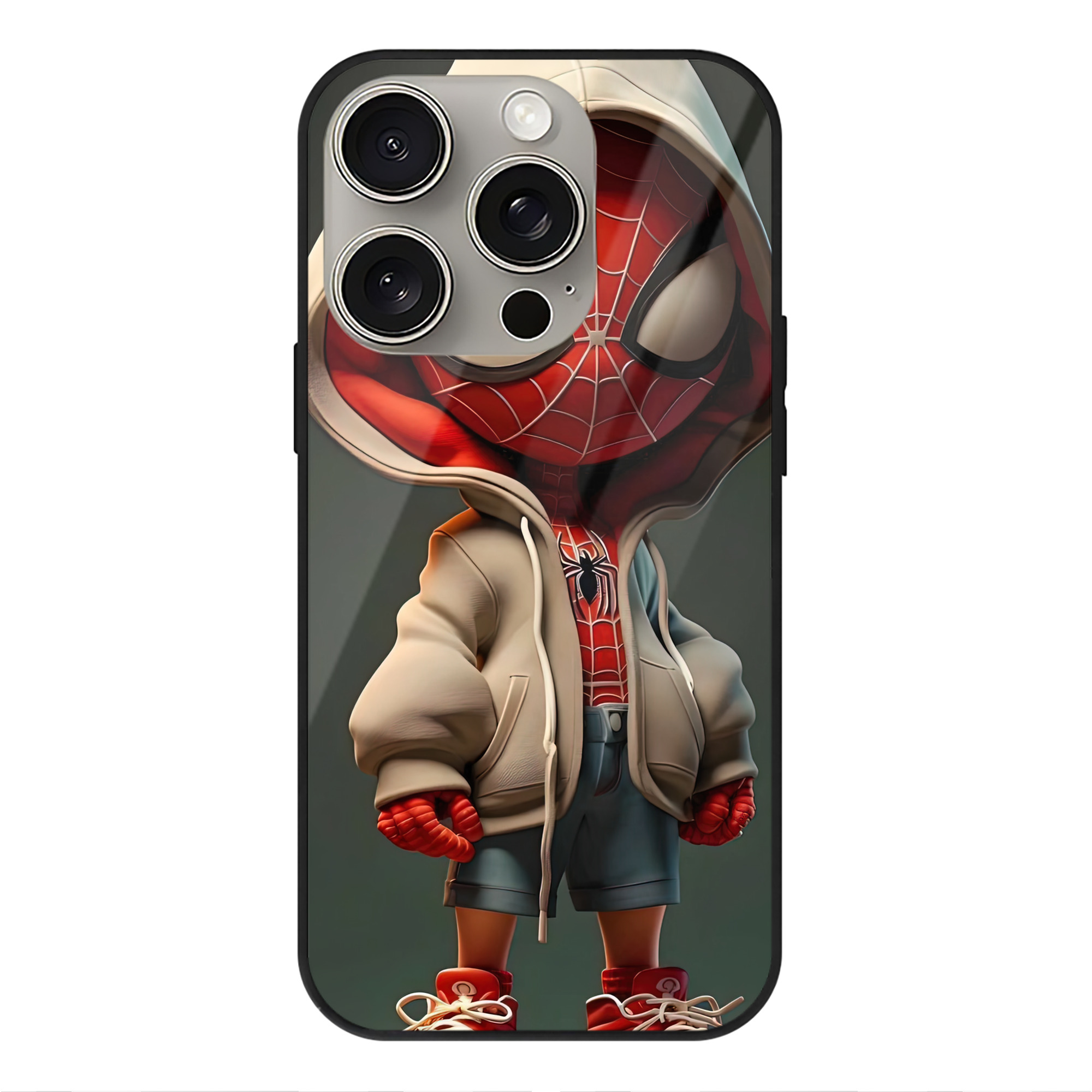 （画像用） Spider Man スパイダーマン 【iPhone15Pro対応】スマホケース 耐衝撃＆黄変防止 背面ガラス