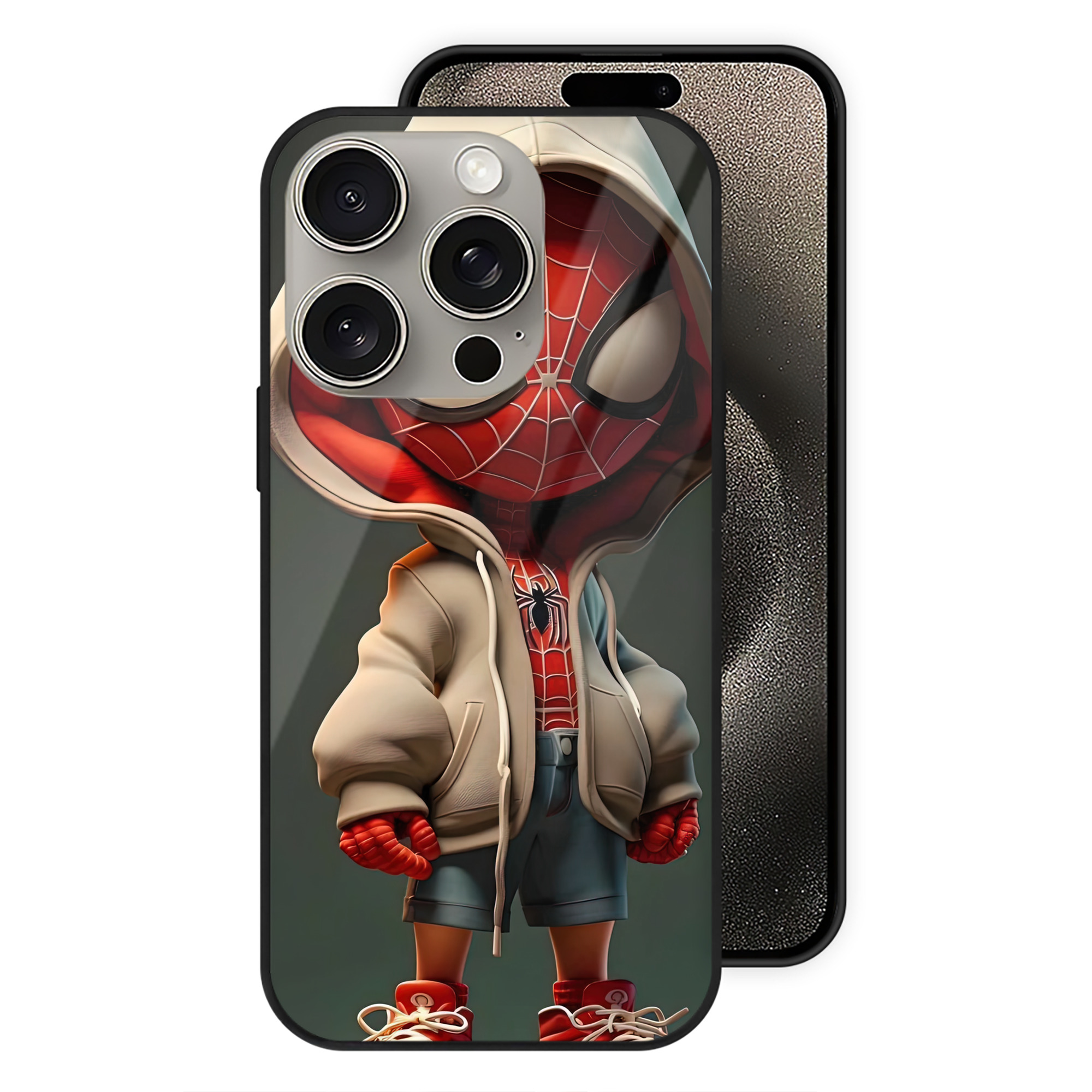 （画像用） Spider Man スパイダーマン 【iPhone15Pro対応】スマホケース 耐衝撃＆黄変防止 背面ガラス
