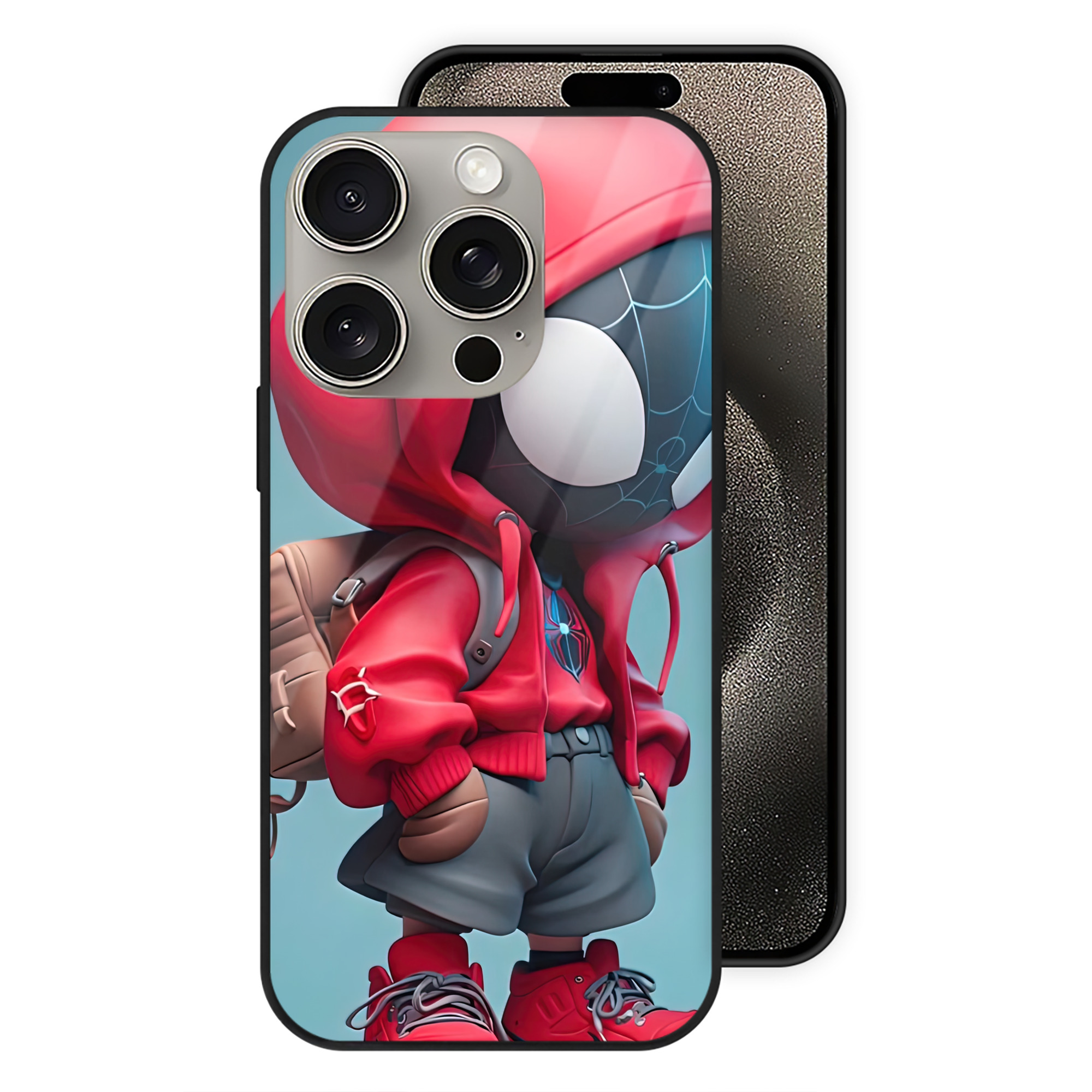 （画像用） Spider Man スパイダーマン 【iPhone15Pro対応】スマホケース 耐衝撃＆黄変防止 背面ガラス