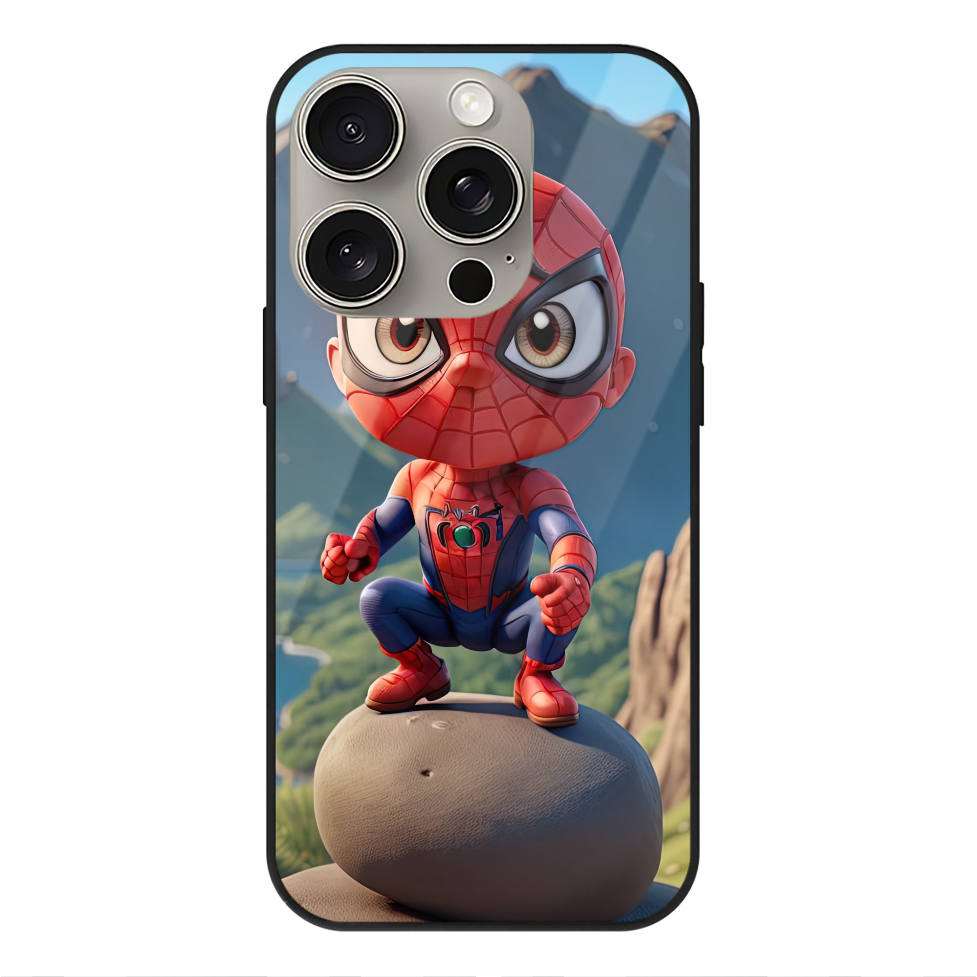 Spider Man スパイダーマン 【iPhone15Pro対応】スマホケース 耐衝撃＆黄変防止 背面ガラス